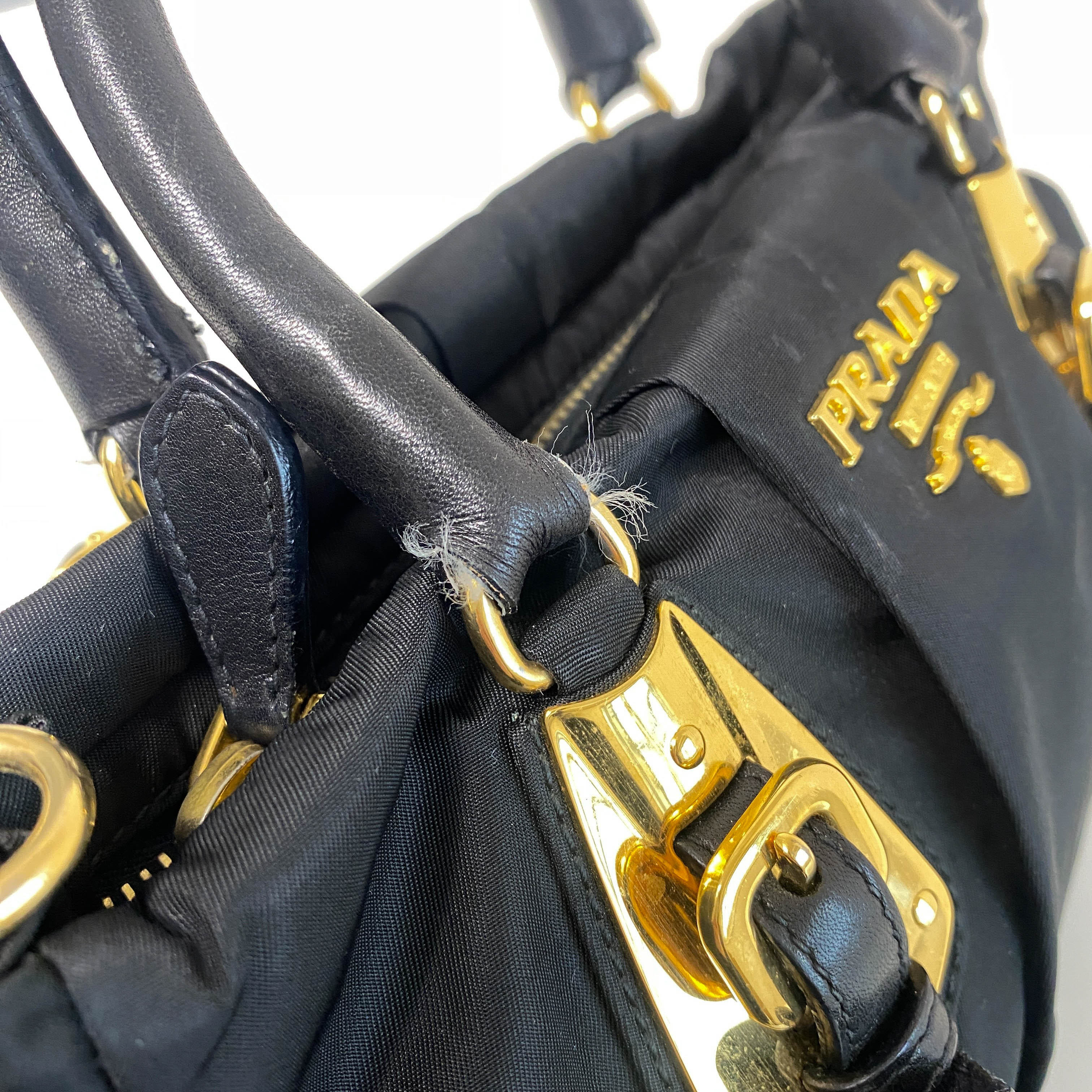 Black Nylon Tessuto Top Handle Bag