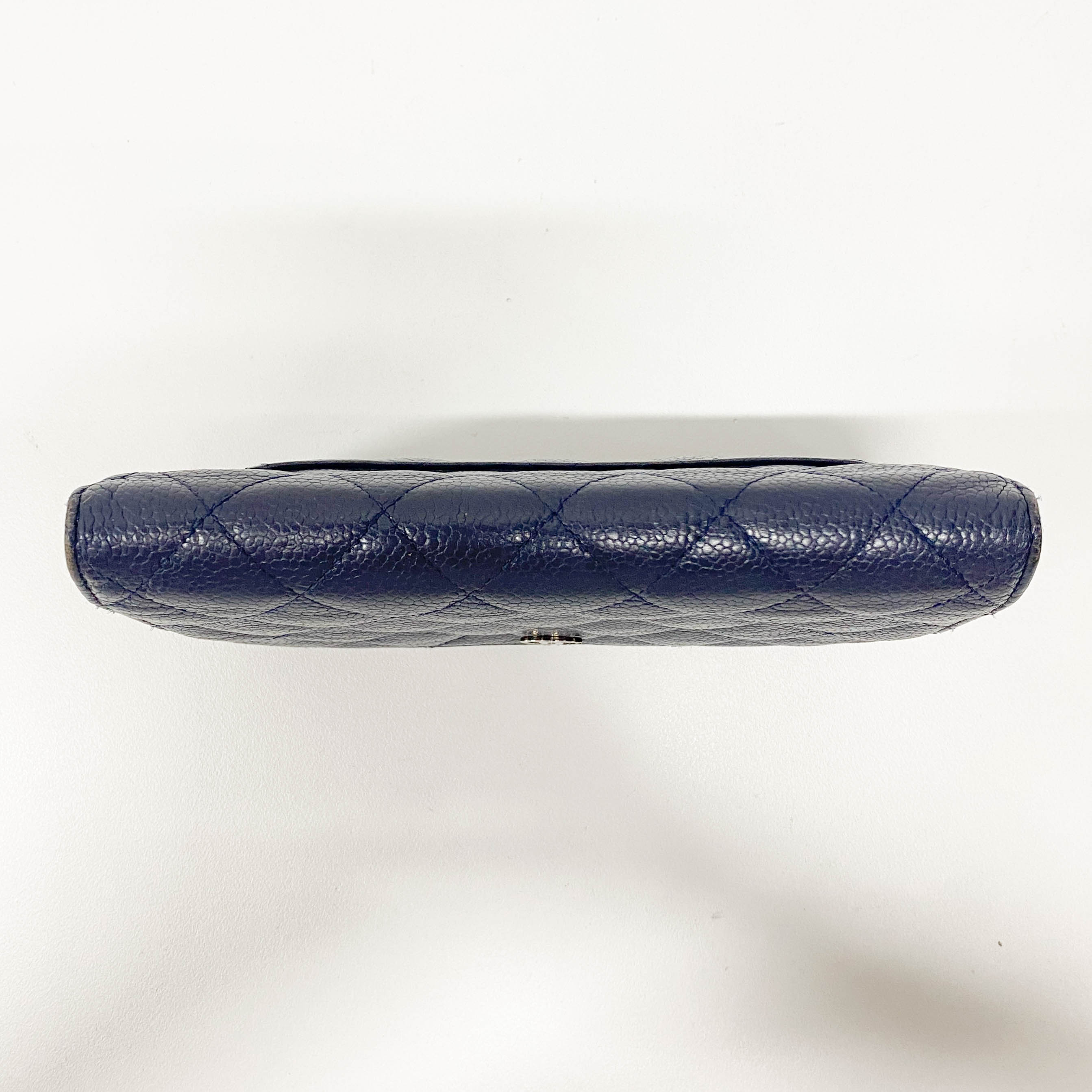 Matelassé Navy Leather Chain Pouch