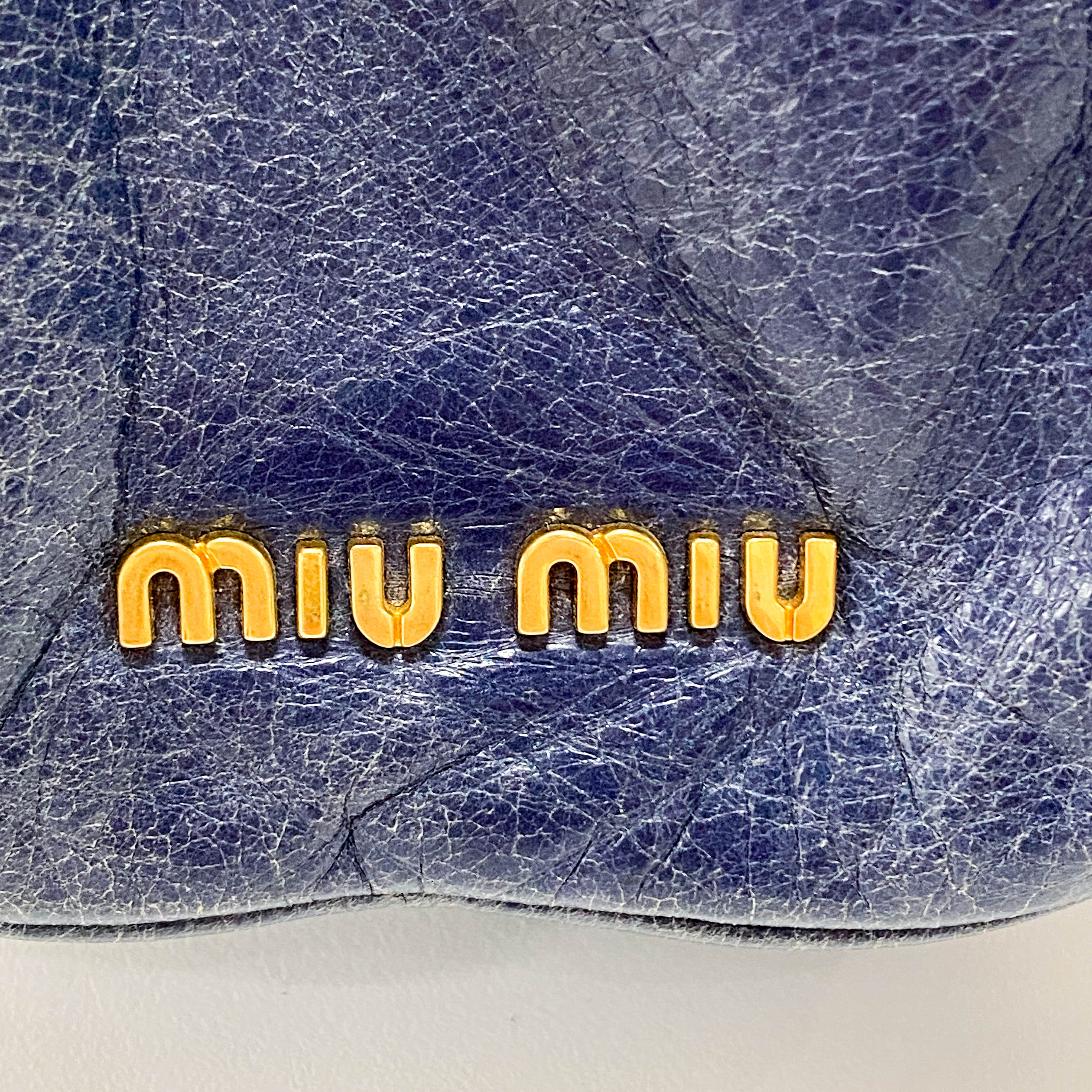 Vitello Shine Navy Calfskin Shoulder Bag