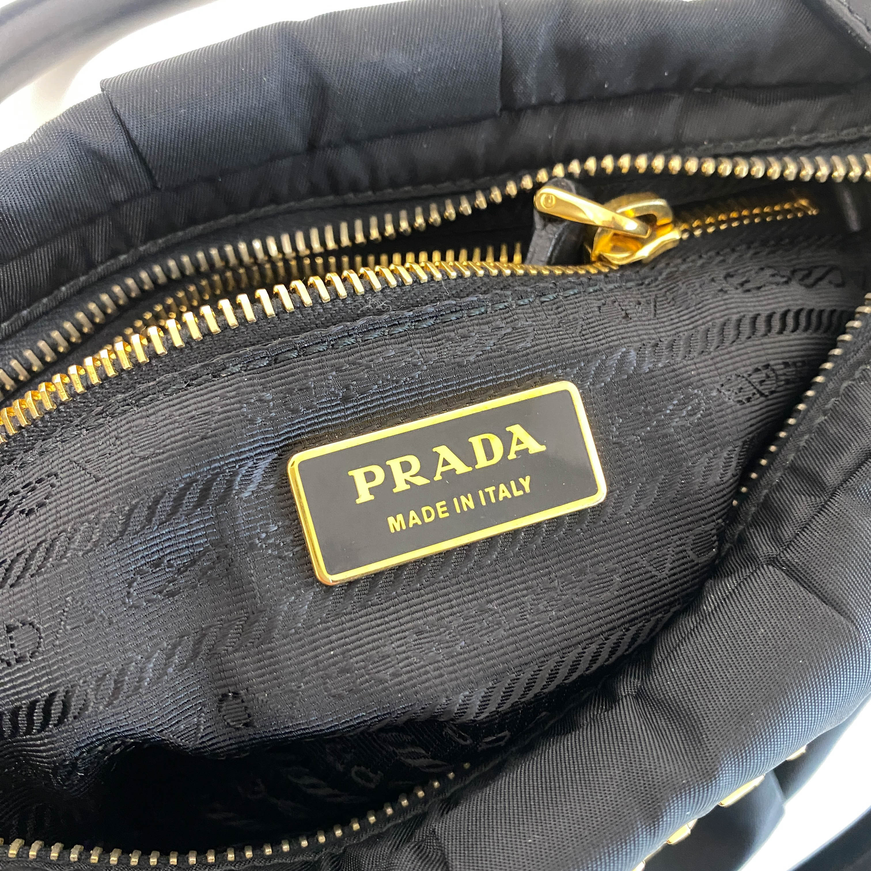 Black Nylon Tessuto Top Handle Bag