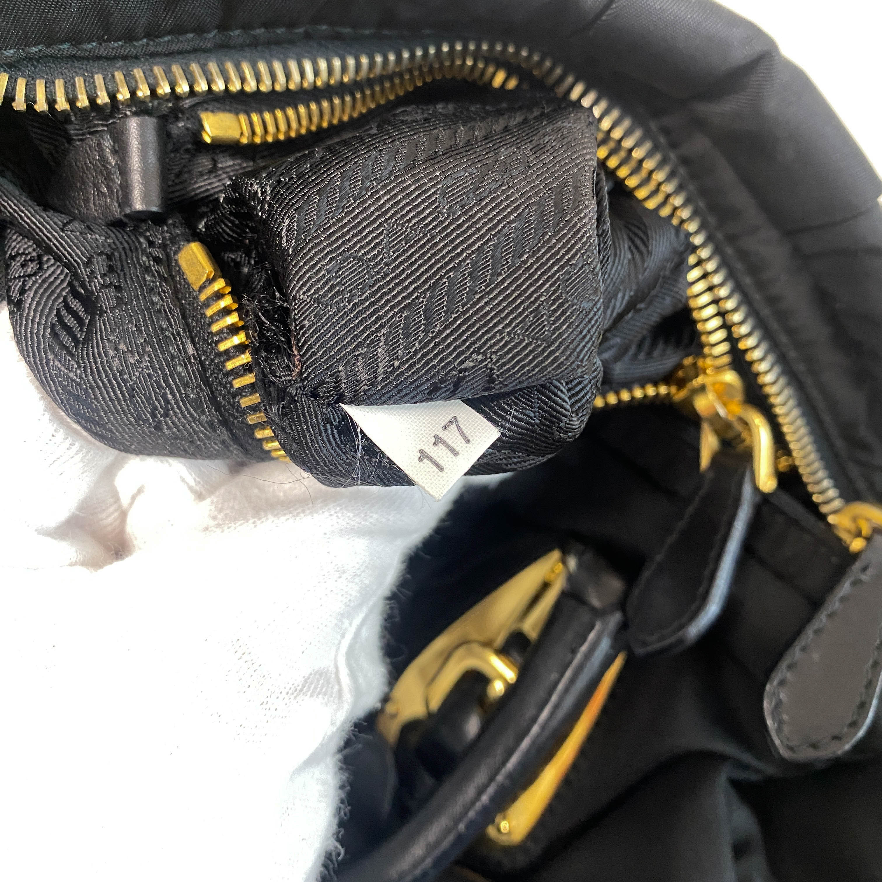 Black Nylon Tessuto Top Handle Bag