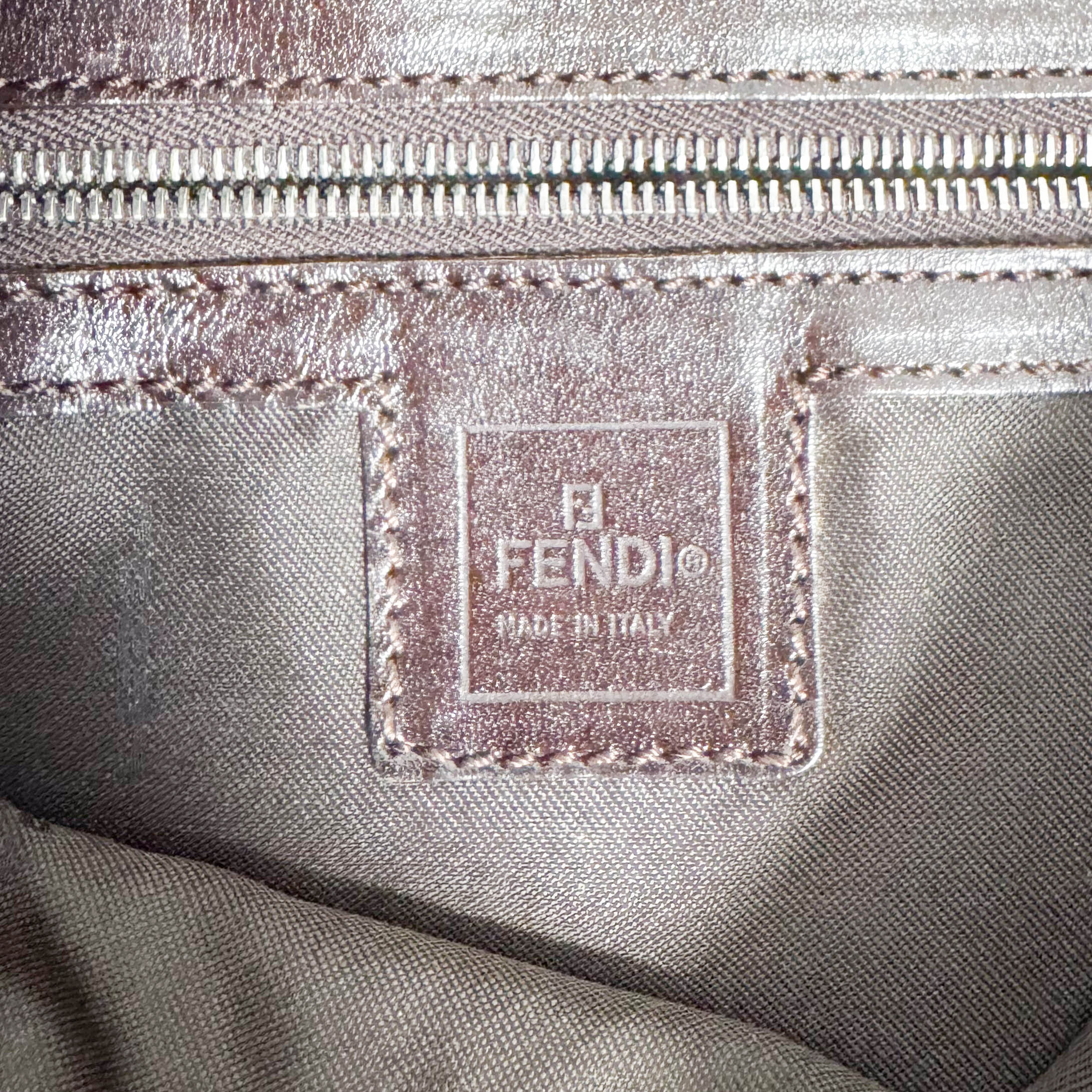 Baguette Zucca Brown Canvas with Silver Hardware Shoulder Bag