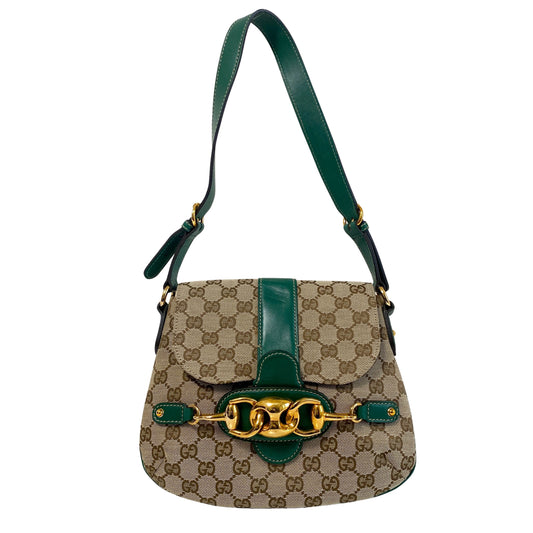 Horsebit Green Leather Shoulder Bag