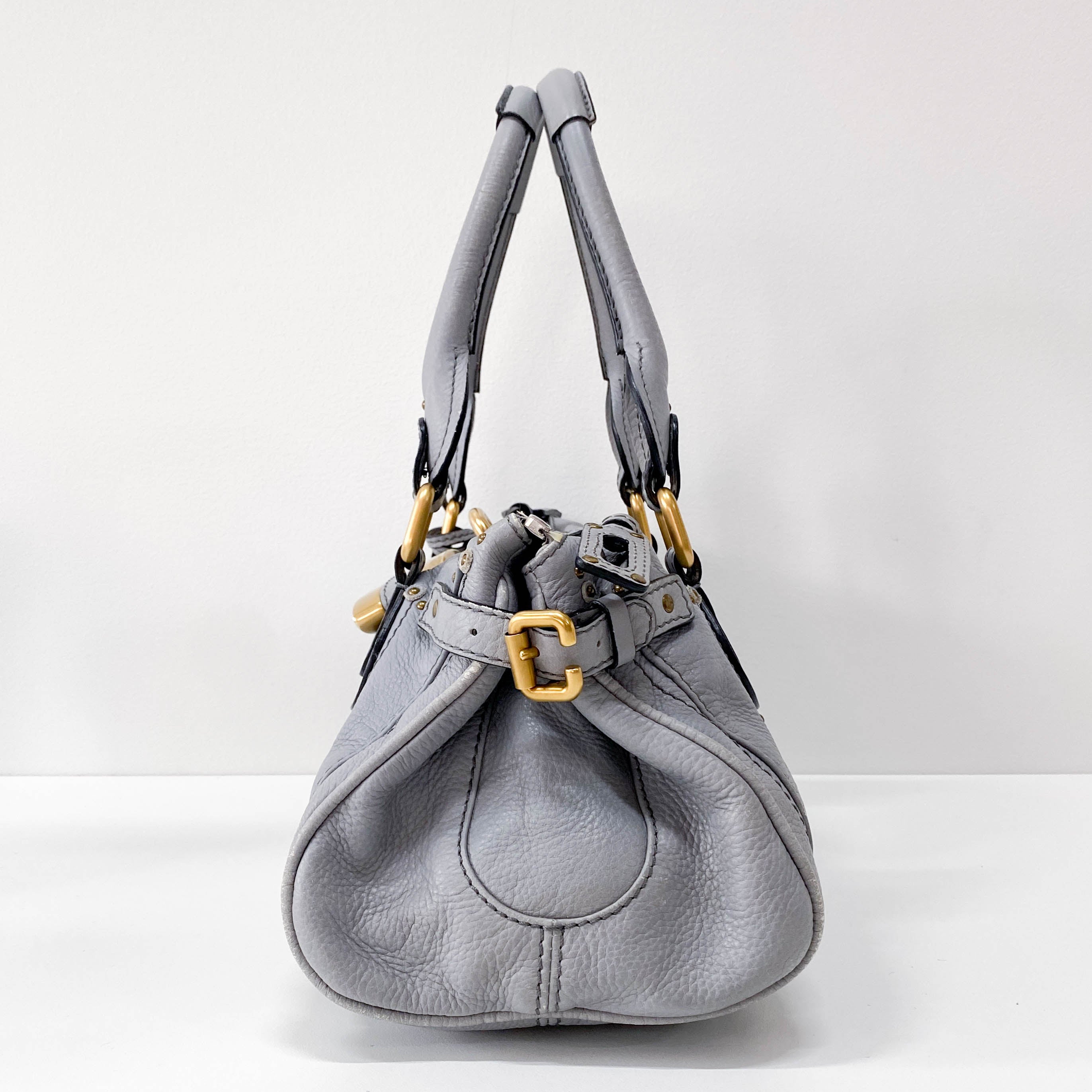 Paddington Grey Leather Shoulder Bag
