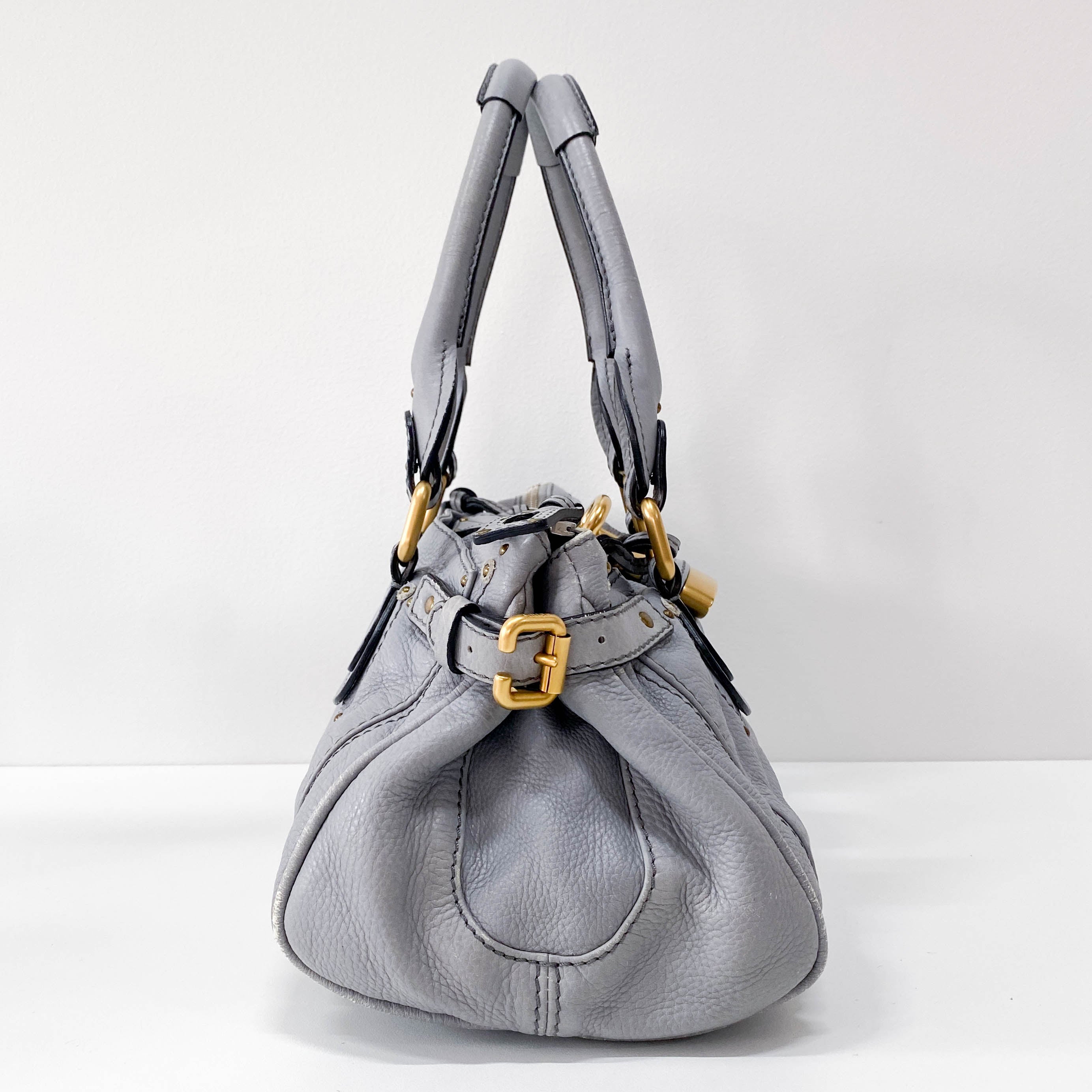 Paddington Grey Leather Shoulder Bag