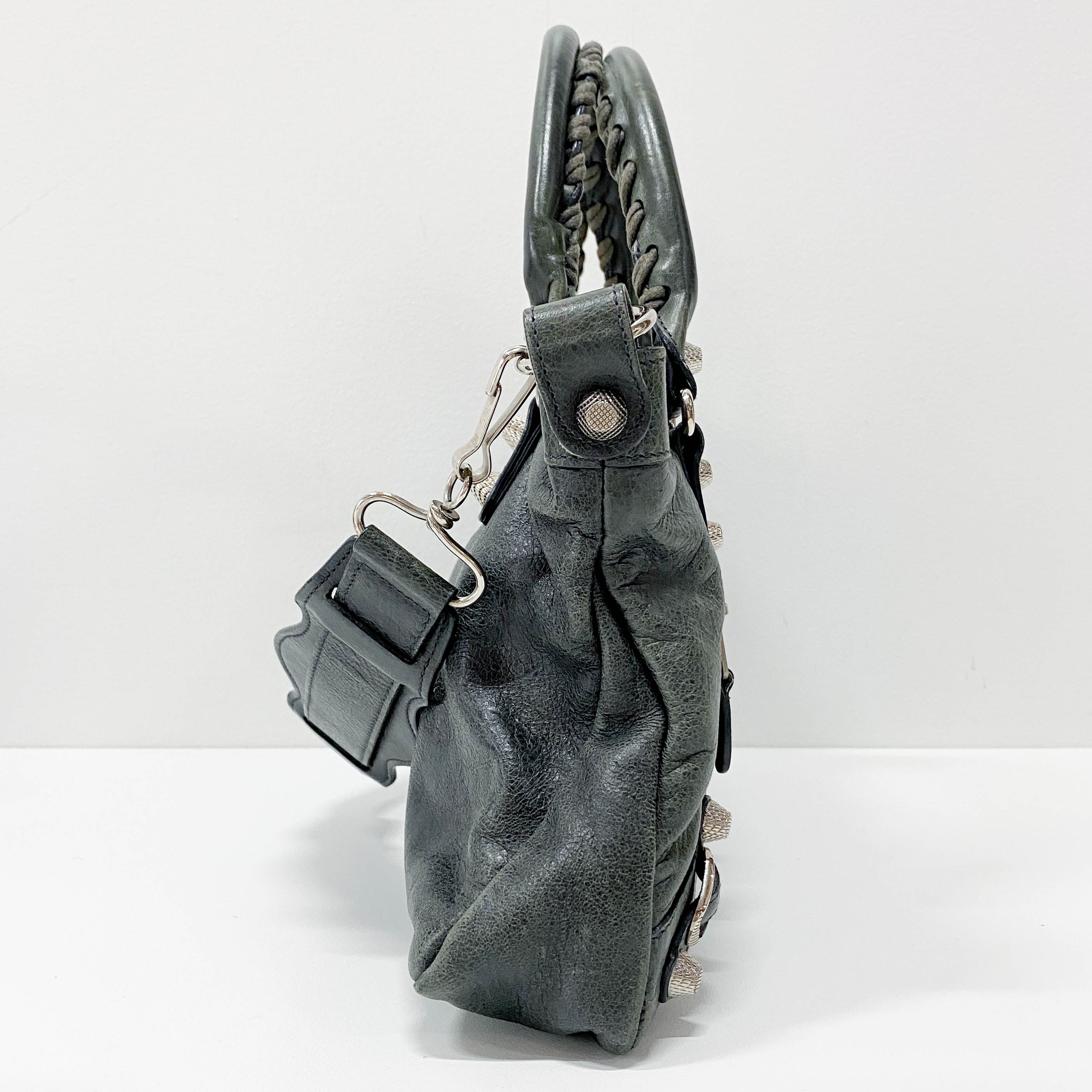 The First Grey Leather Two Way Bag