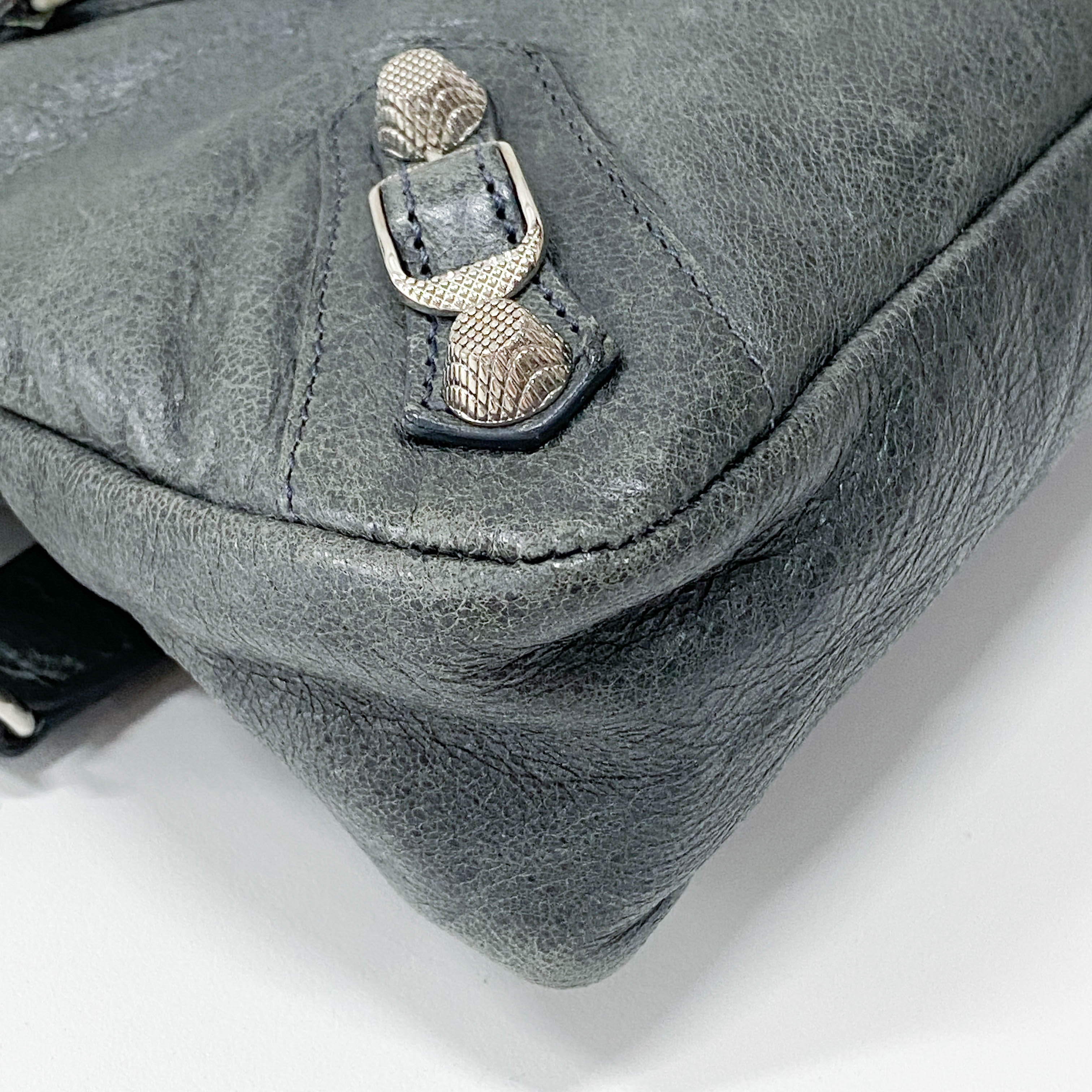 The First Grey Leather Two Way Bag