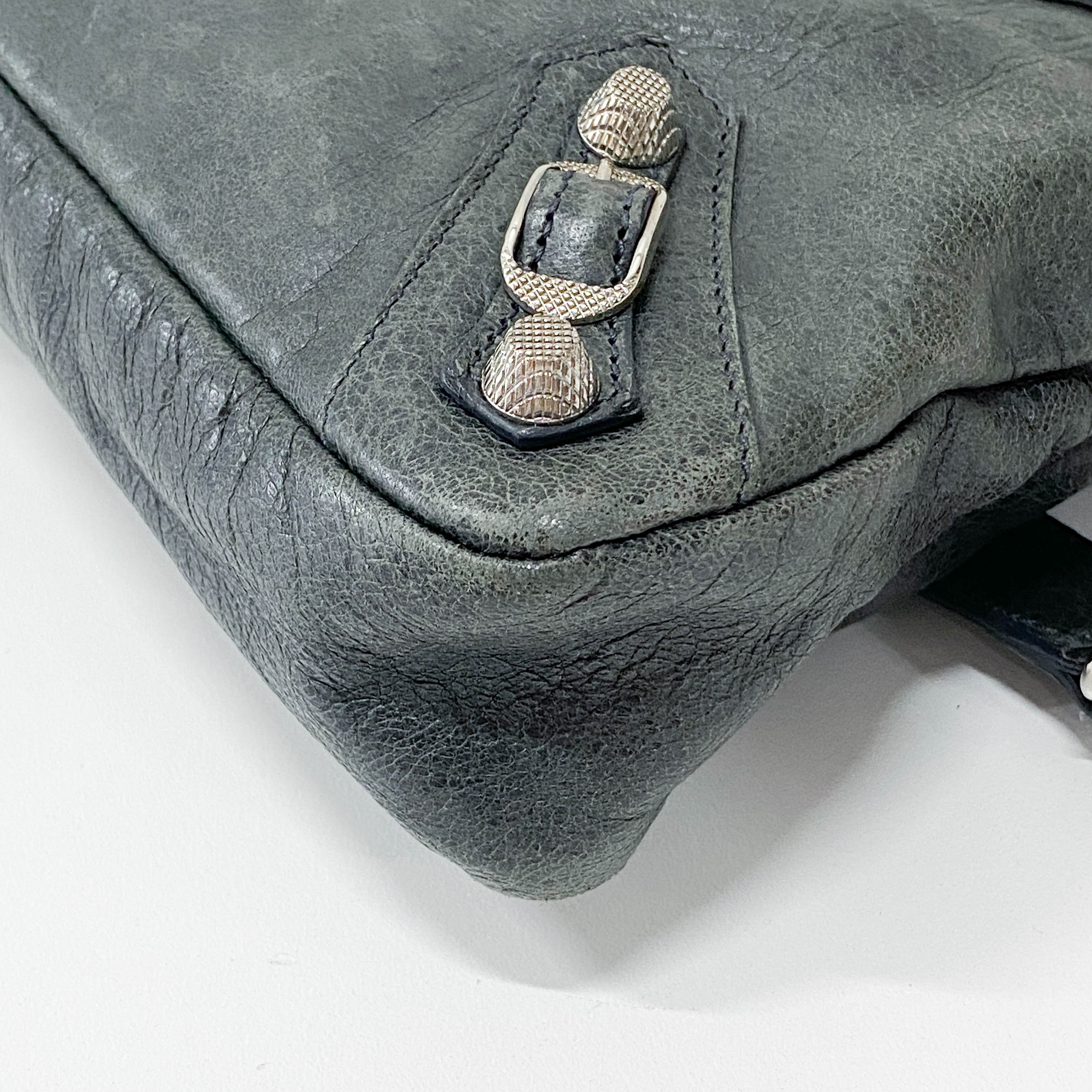 The First Grey Leather Two Way Bag