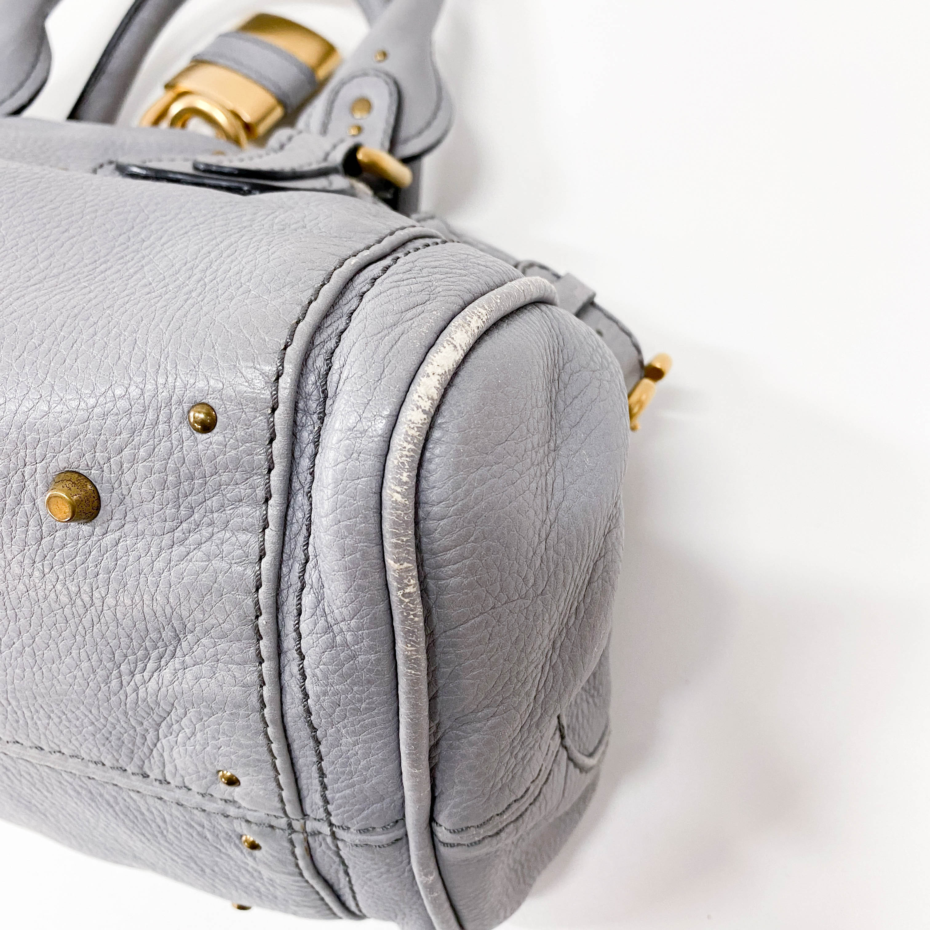 Paddington Grey Leather Shoulder Bag