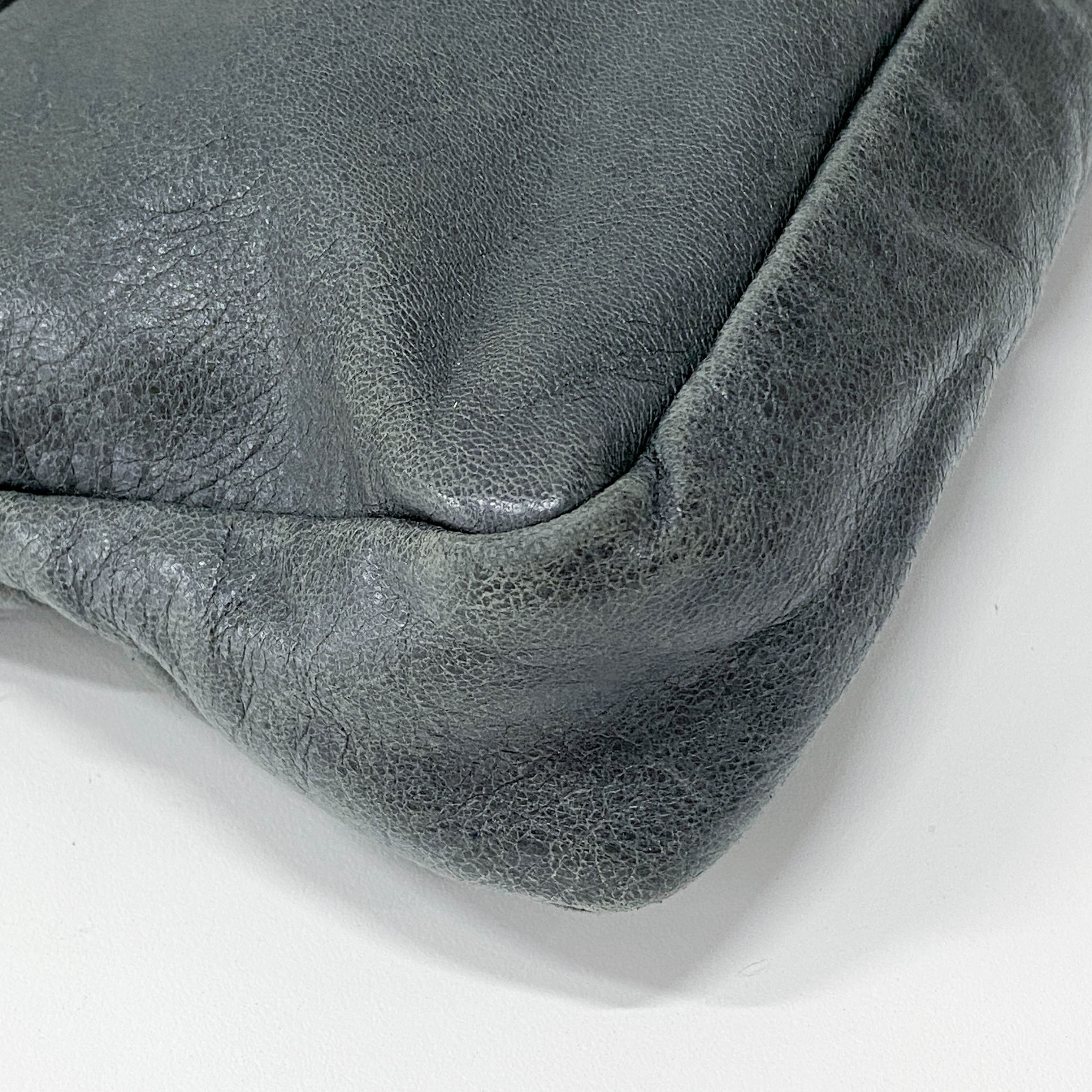 The First Grey Leather Two Way Bag