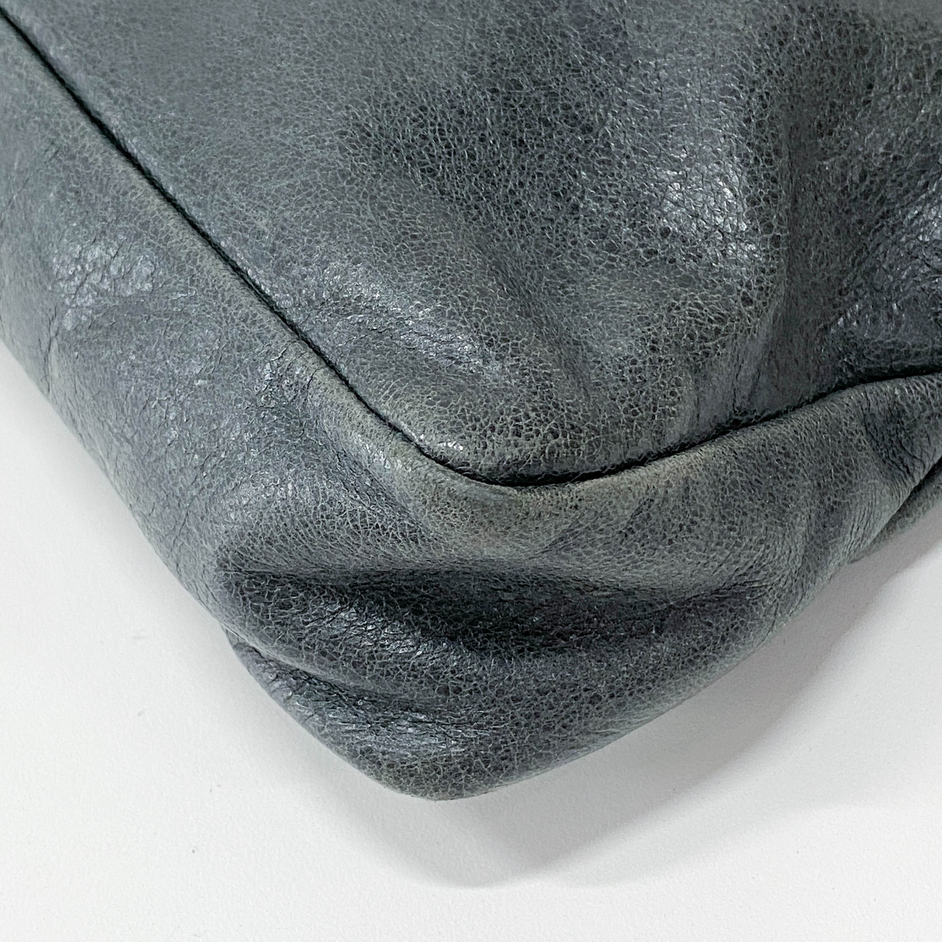 The First Grey Leather Two Way Bag