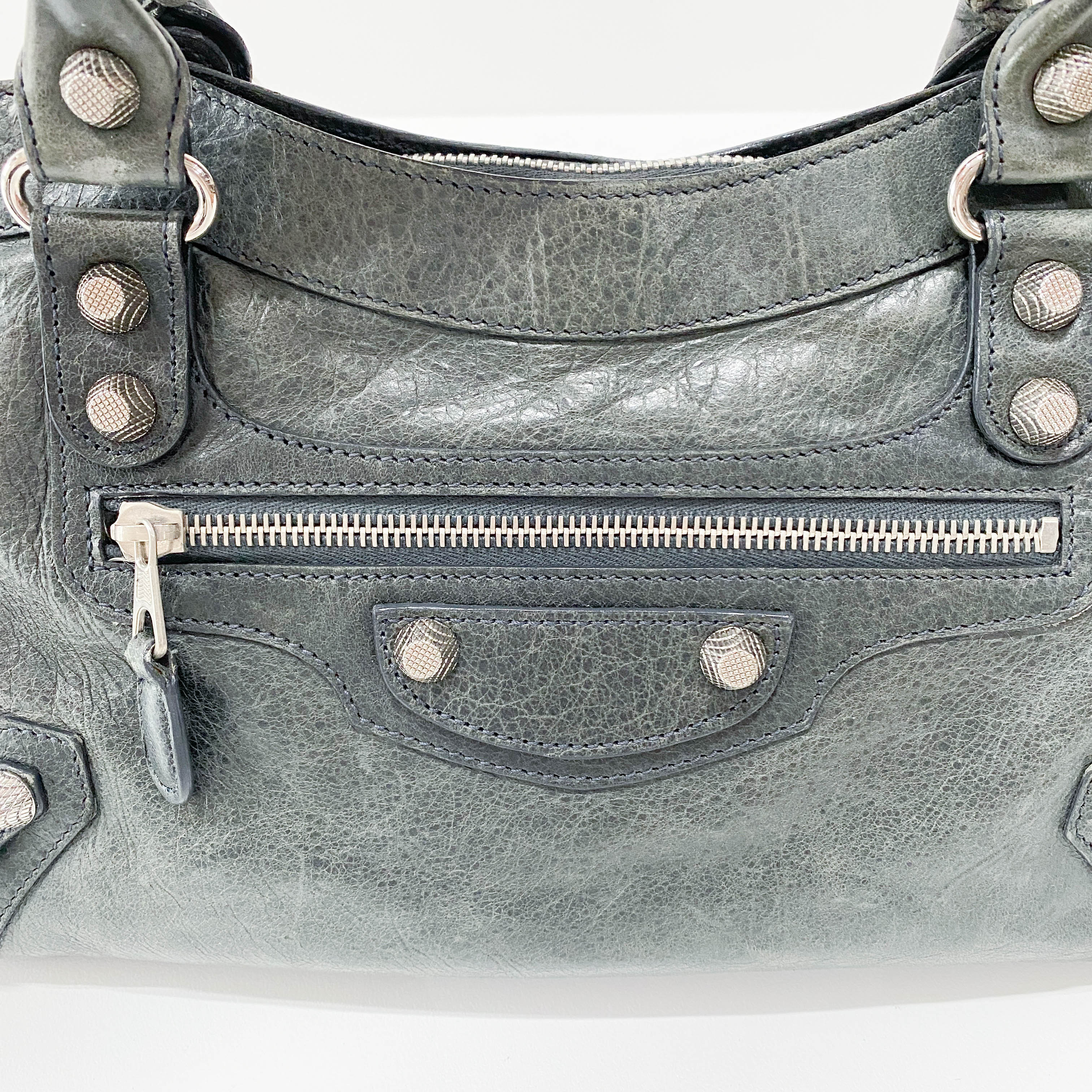 The First Grey Leather Two Way Bag