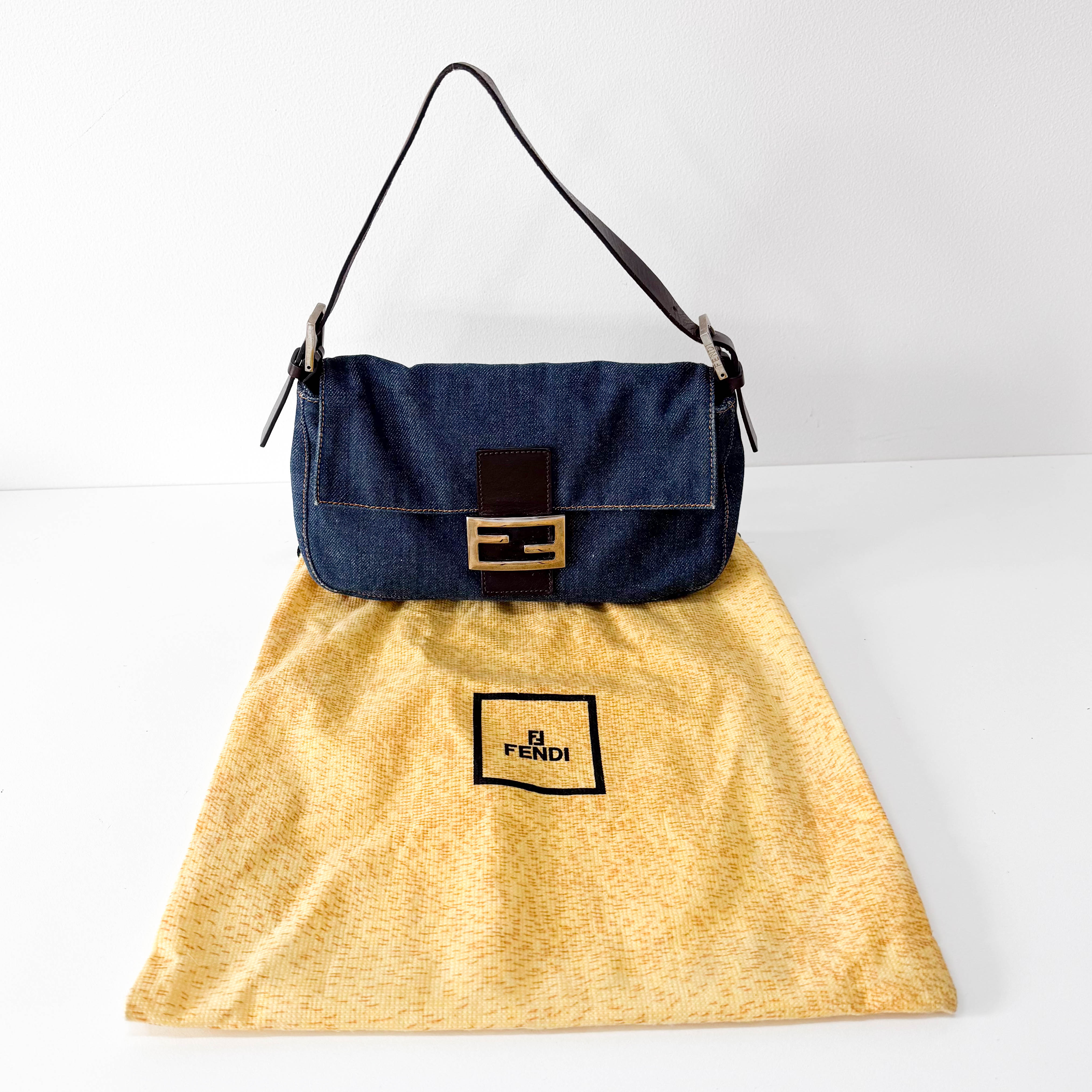 Baguette Blue Denim Shoulder Bag