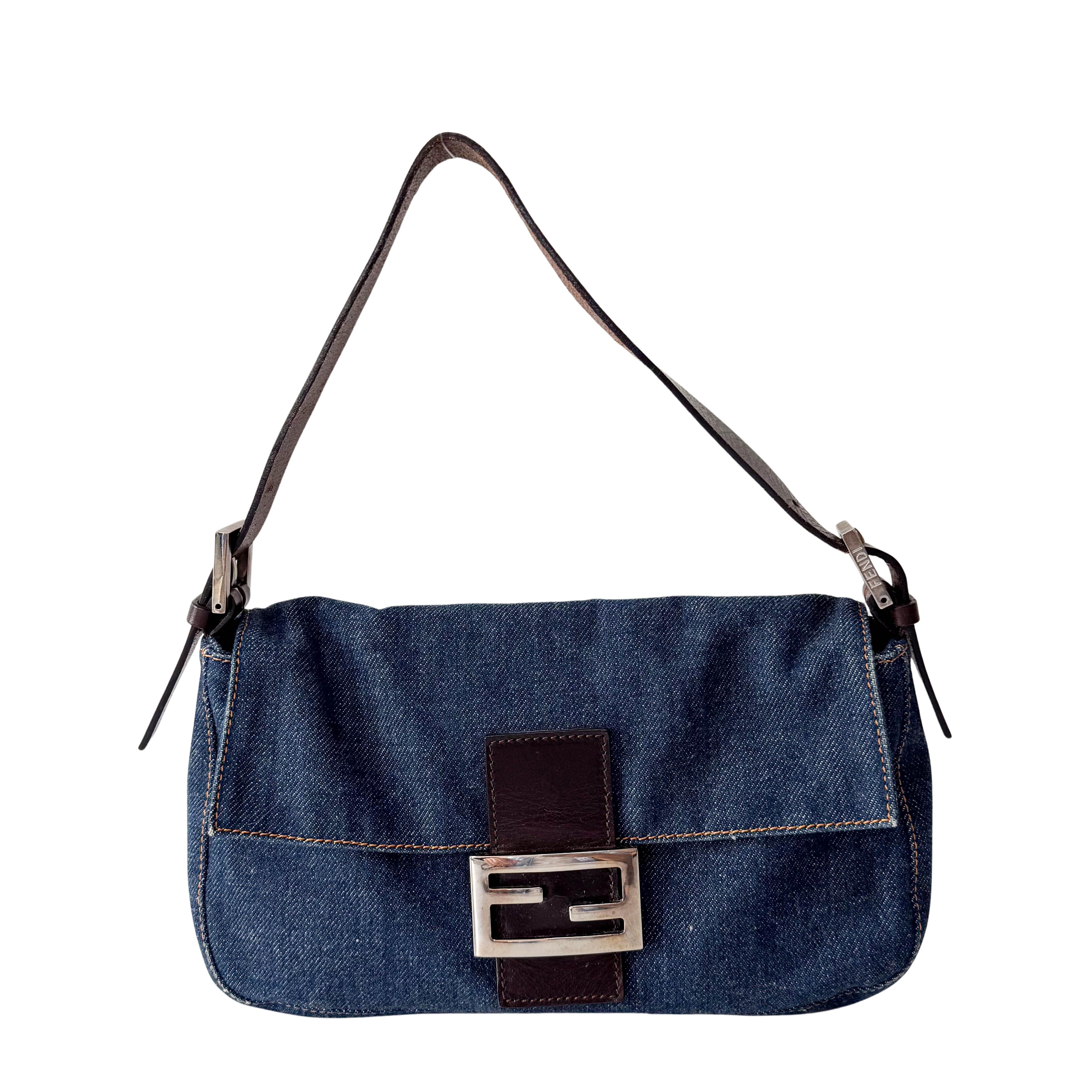 Baguette Blue Denim Shoulder Bag