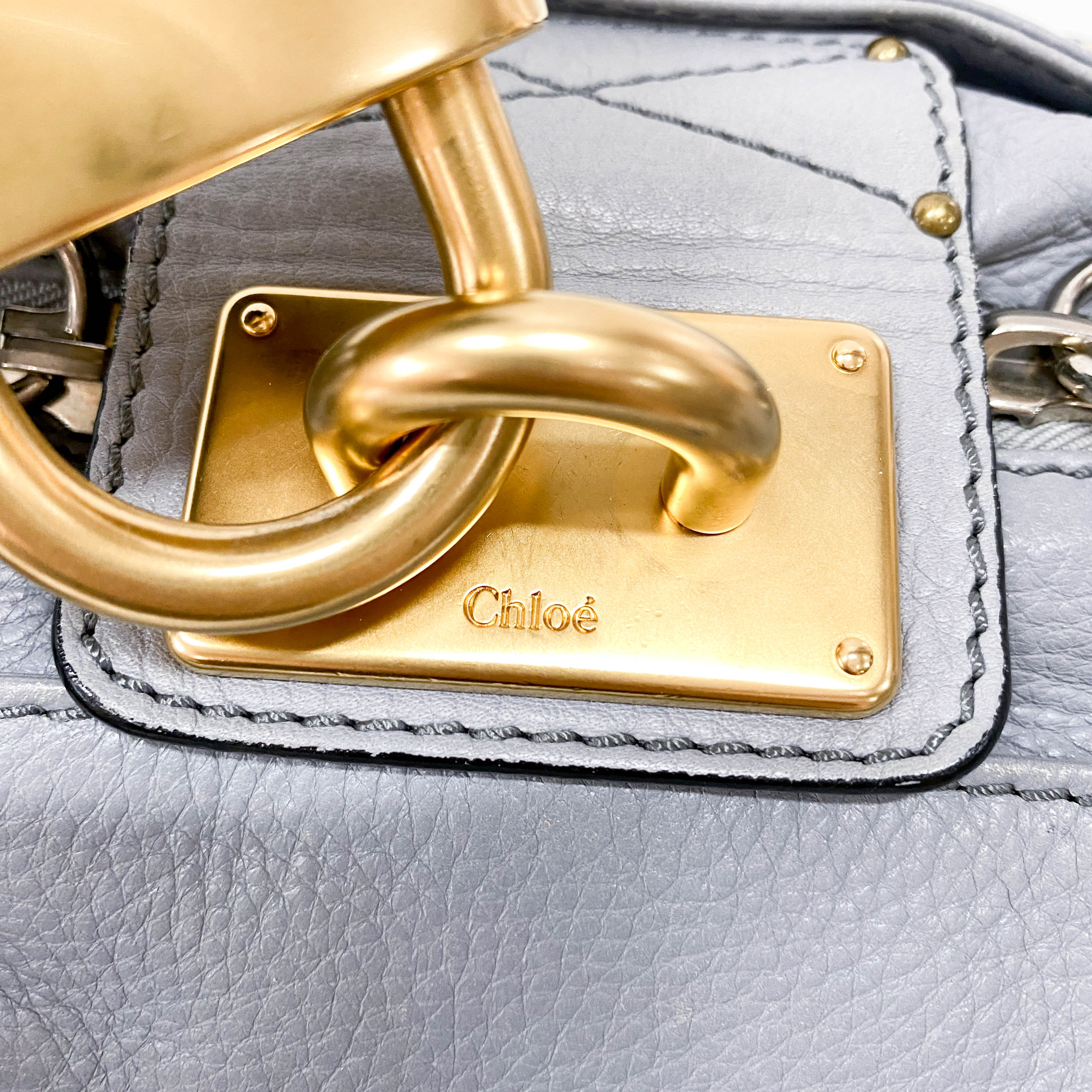 Paddington Grey Leather Shoulder Bag