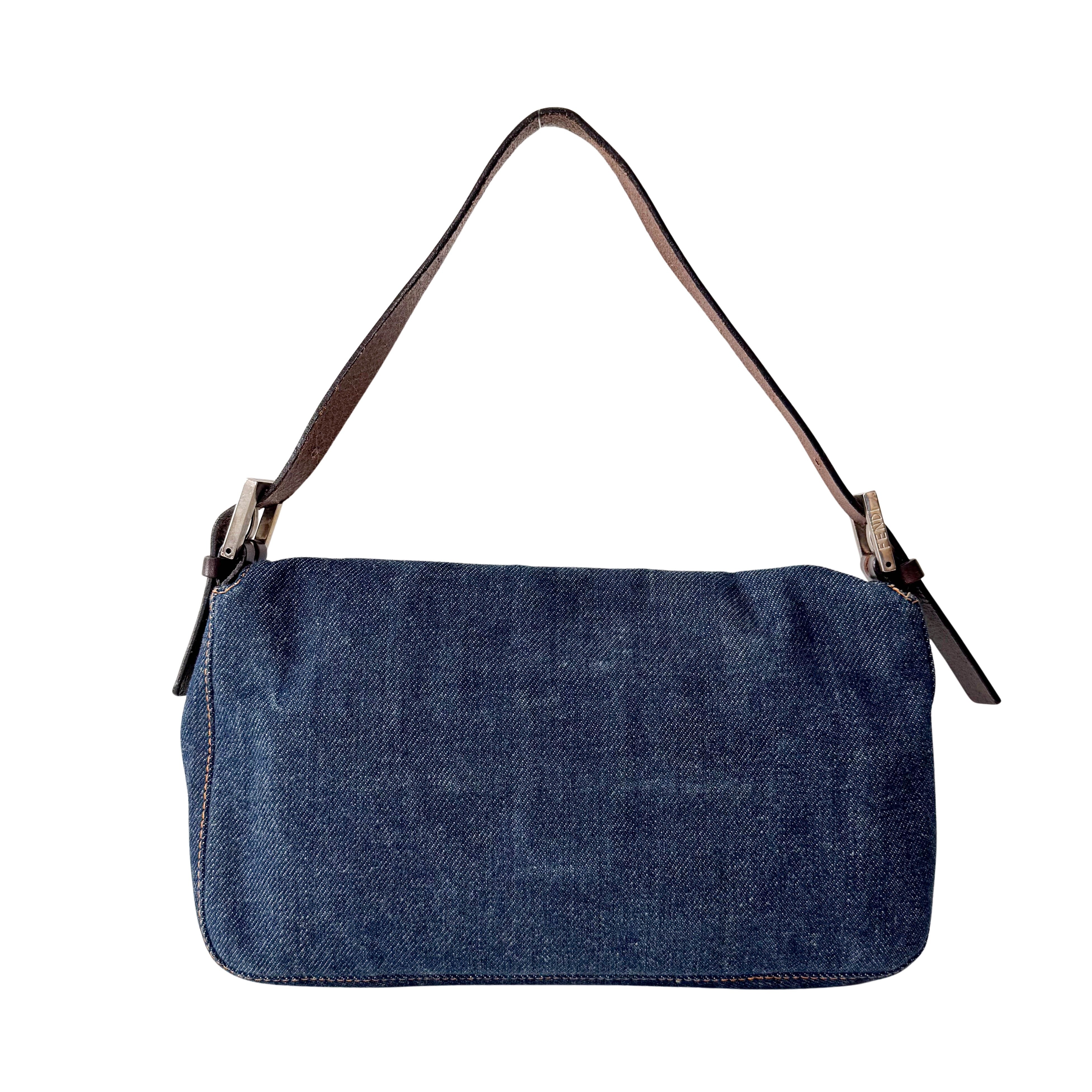 Baguette Blue Denim Shoulder Bag