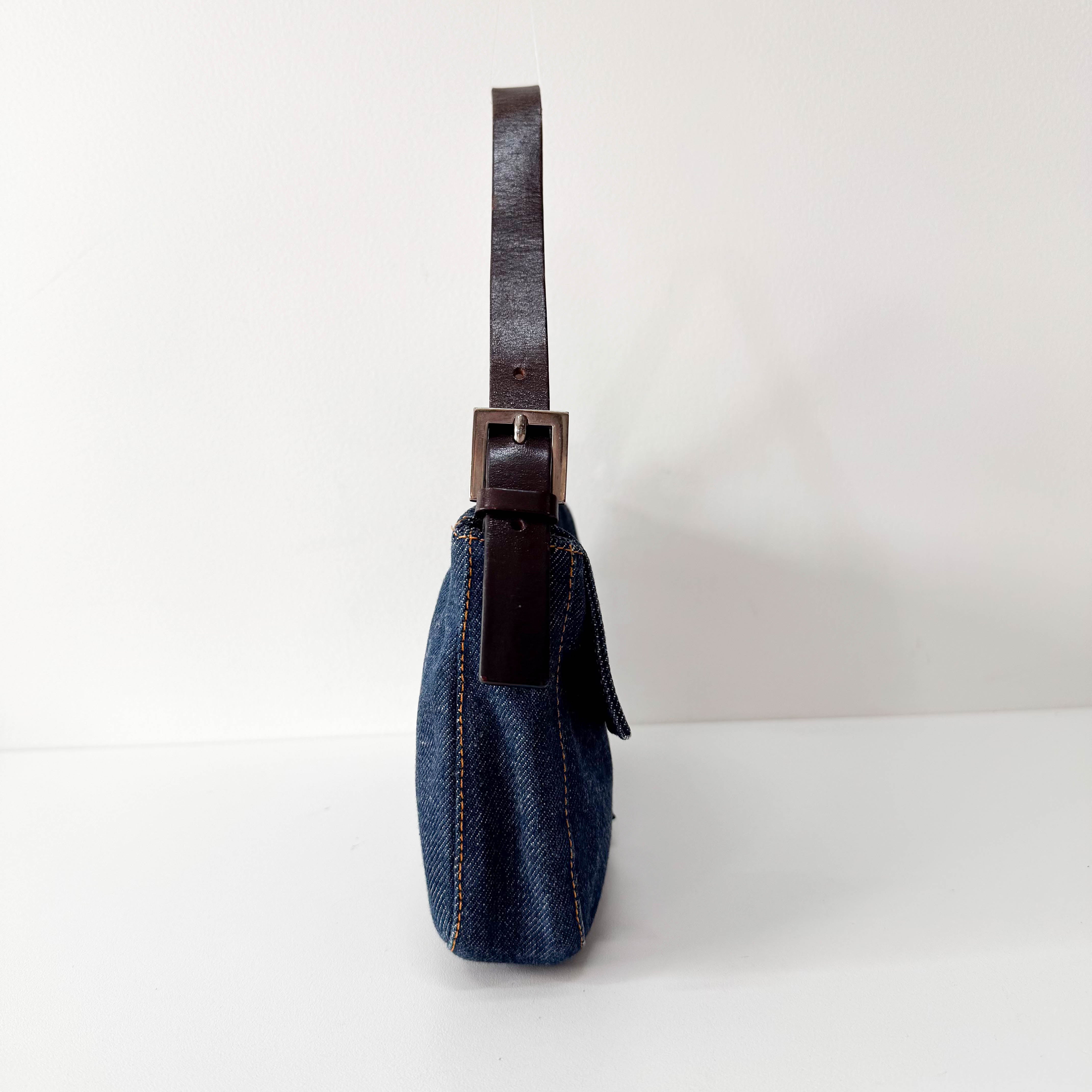 Baguette Blue Denim Shoulder Bag