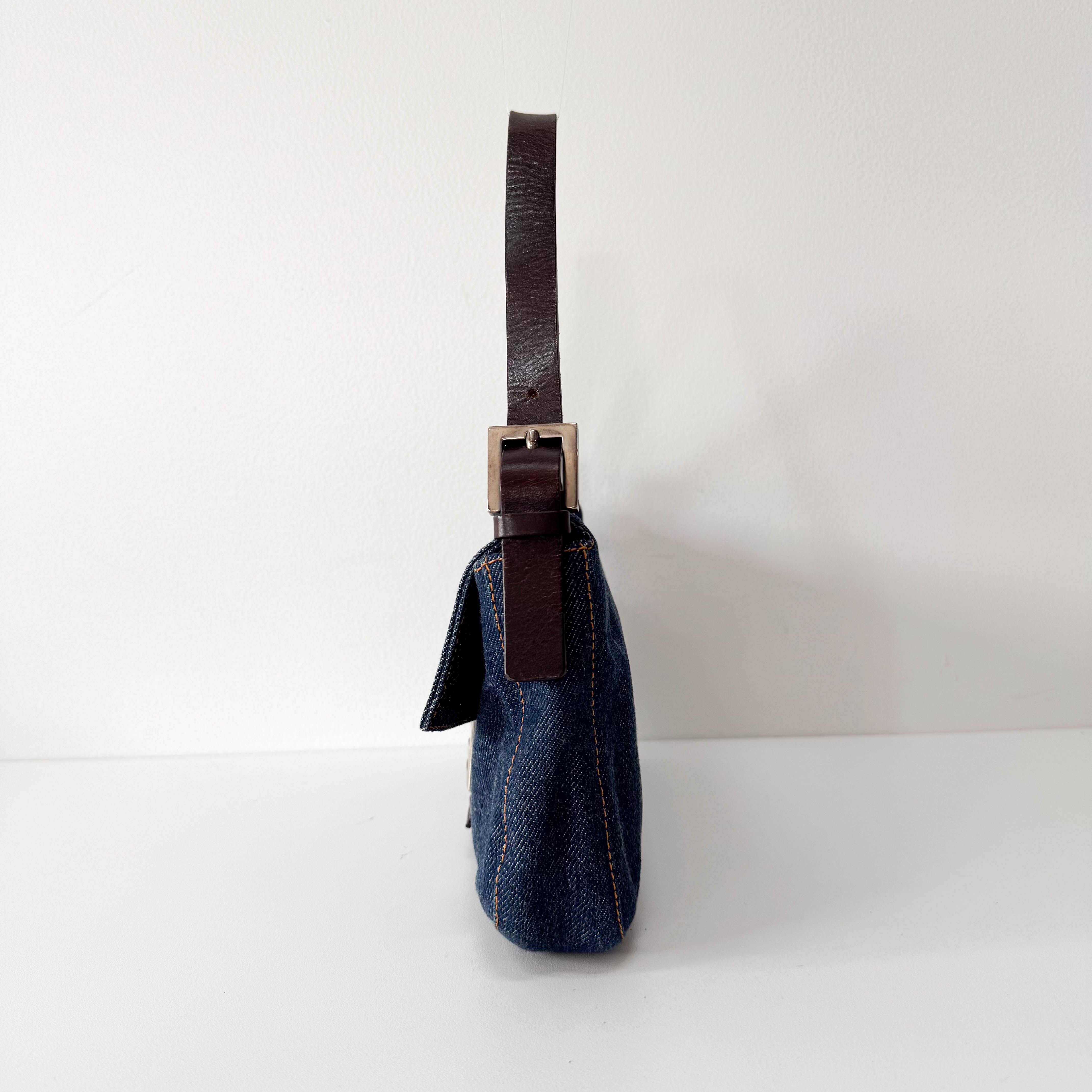 Baguette Blue Denim Shoulder Bag