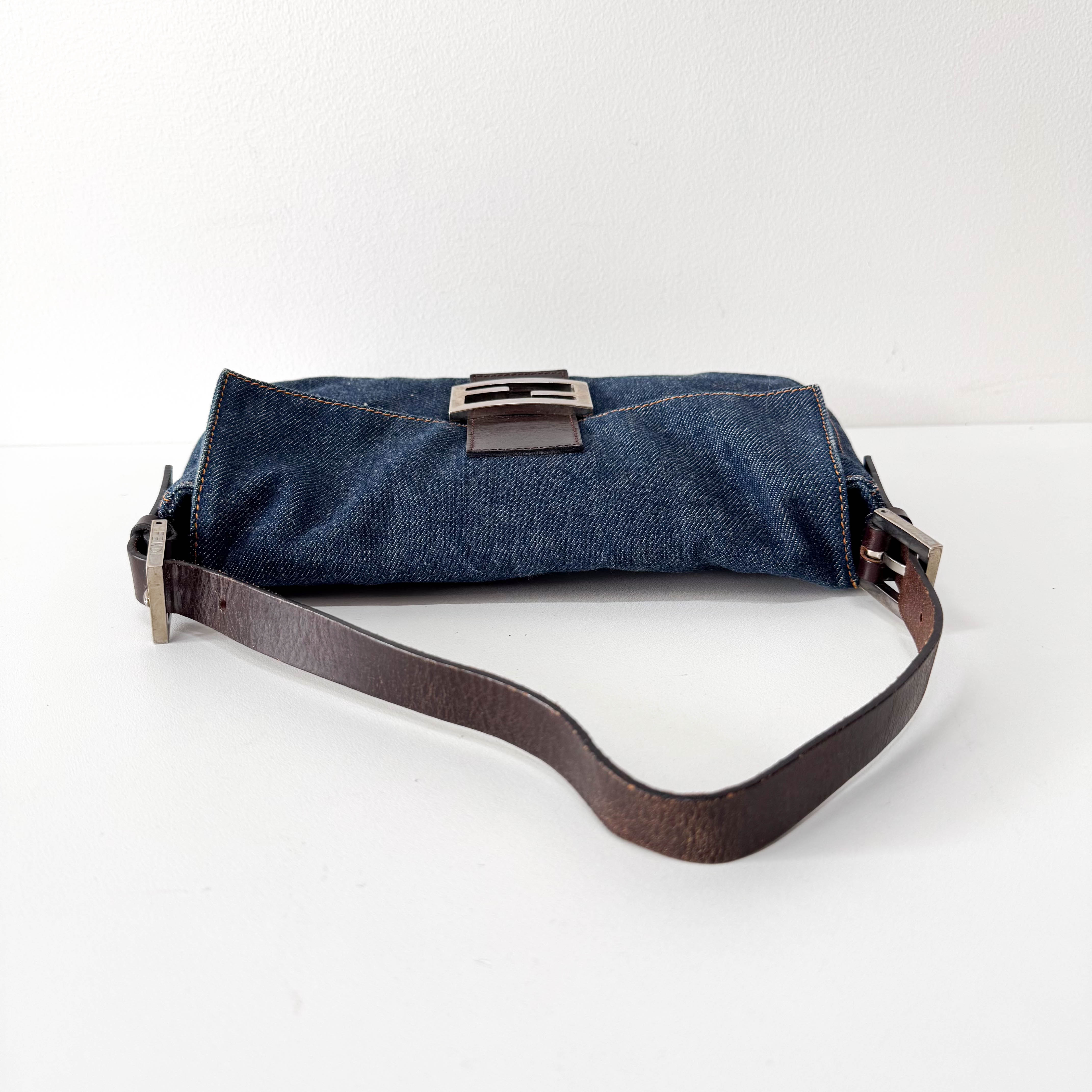 Baguette Blue Denim Shoulder Bag