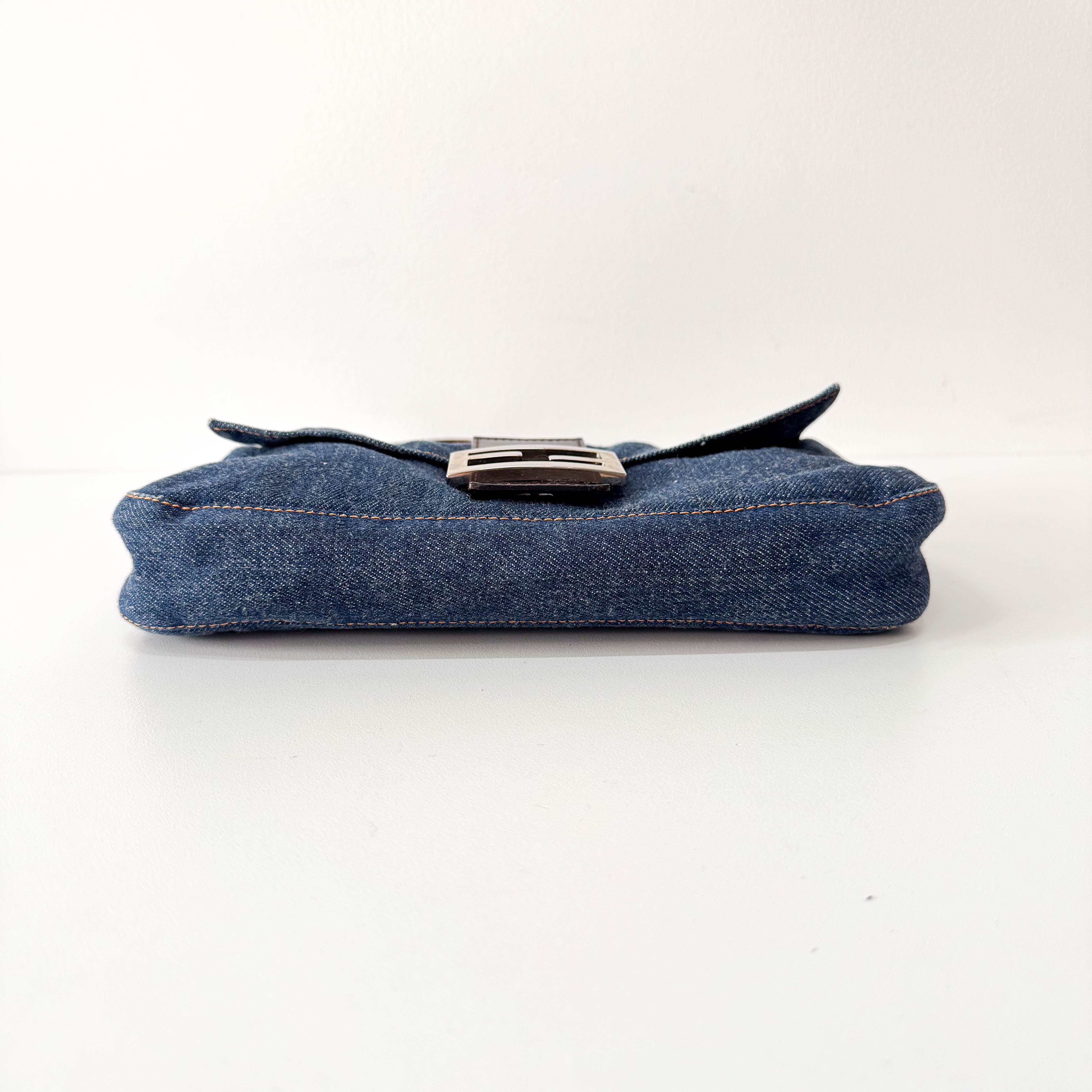 Baguette Blue Denim Shoulder Bag