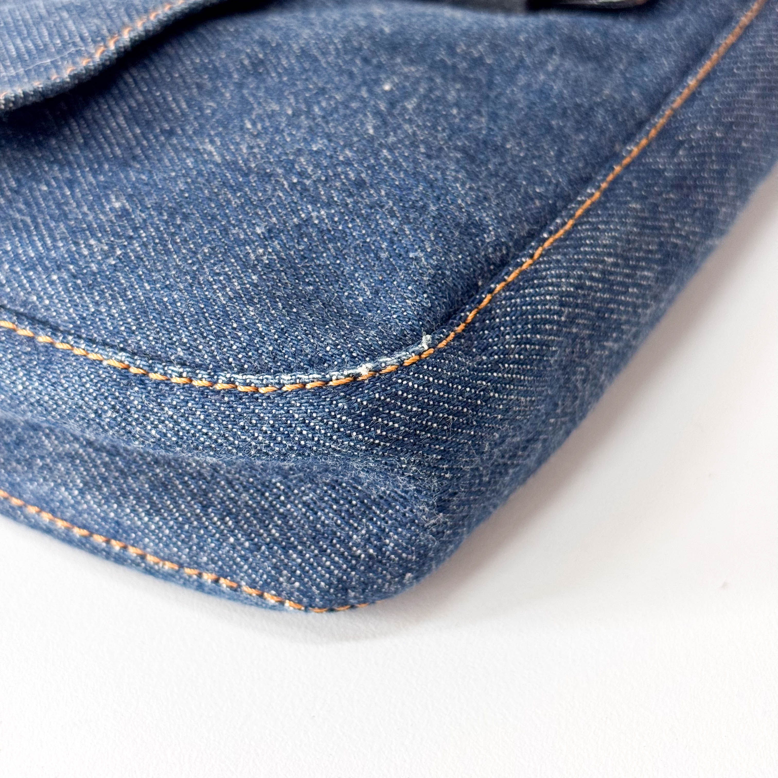 Baguette Blue Denim Shoulder Bag
