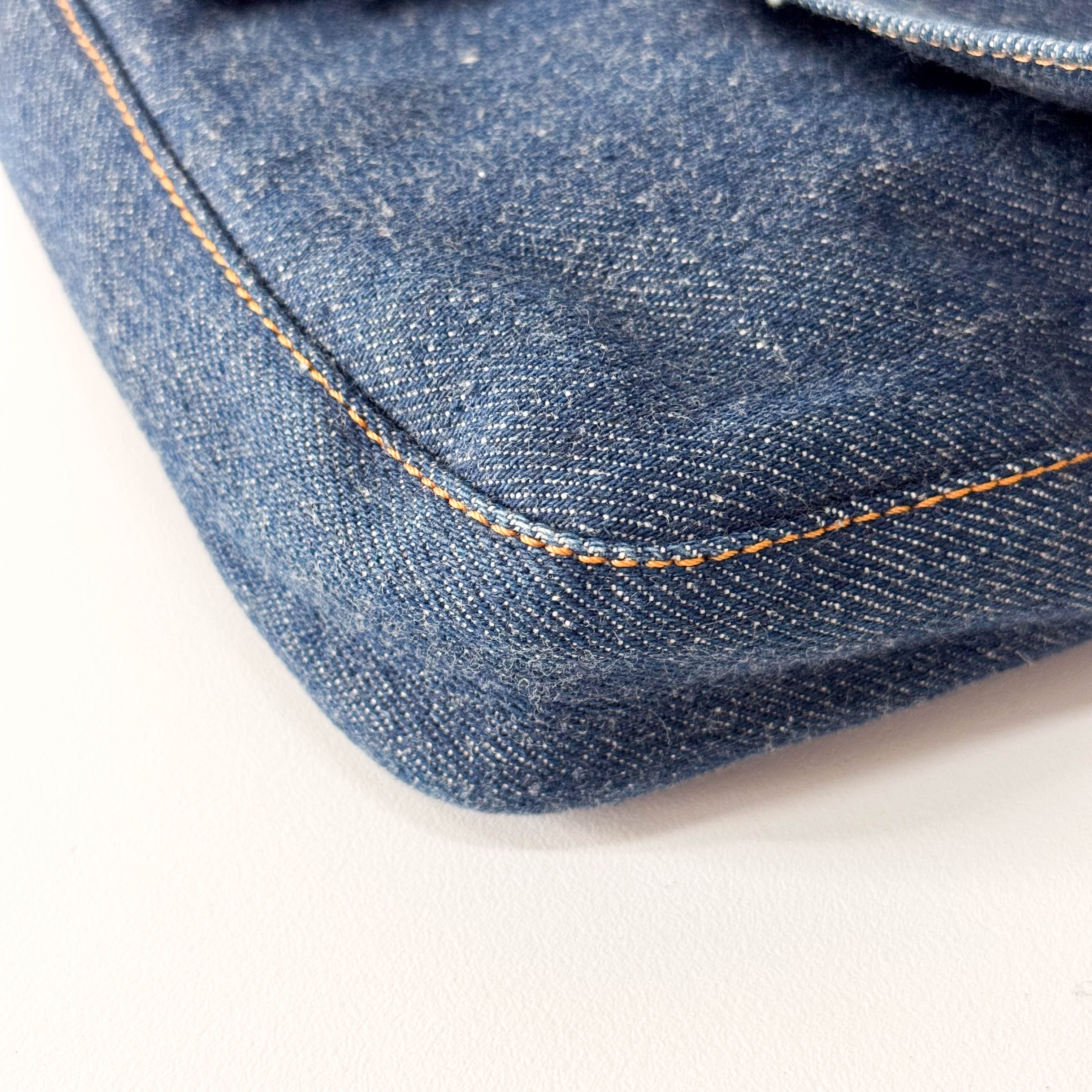 Baguette Blue Denim Shoulder Bag