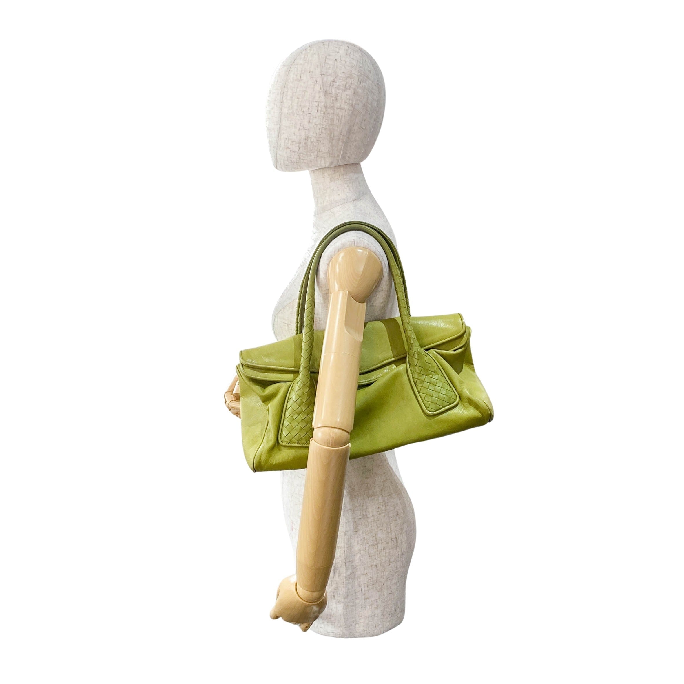 Intrecciato Calf Leather Handle Bag