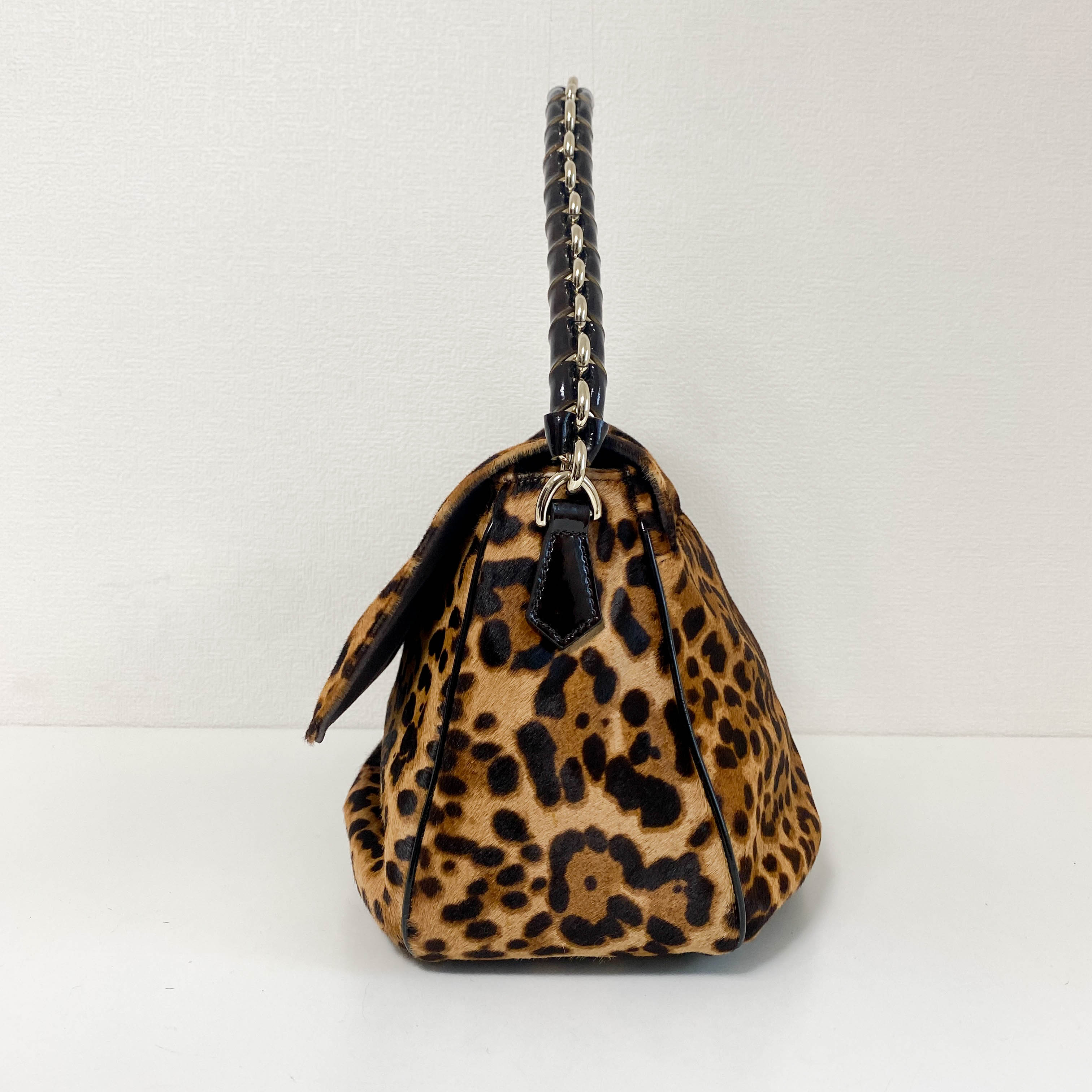 Large Baguette Leopard Pony Hair Shoulder Bag