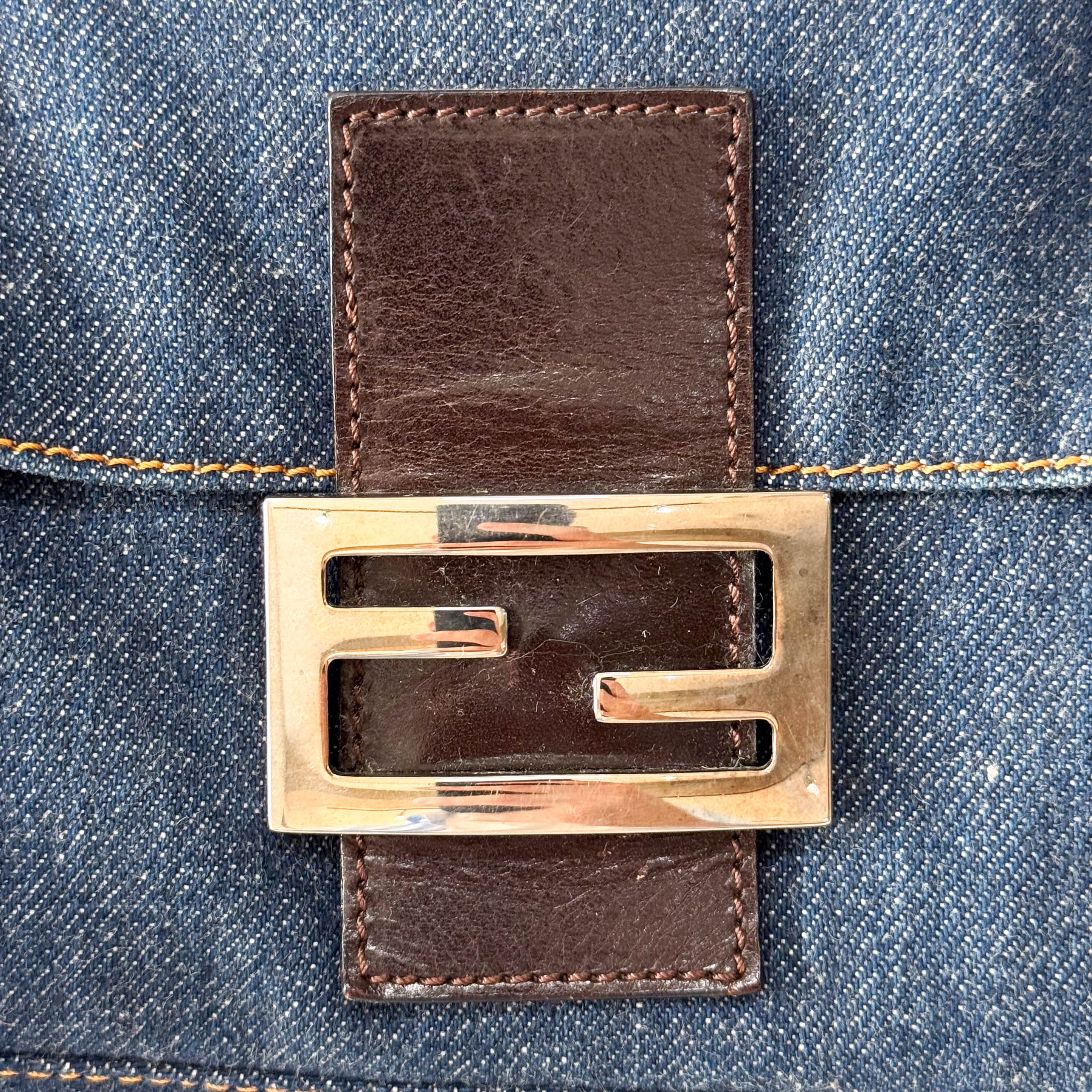 Baguette Blue Denim Shoulder Bag