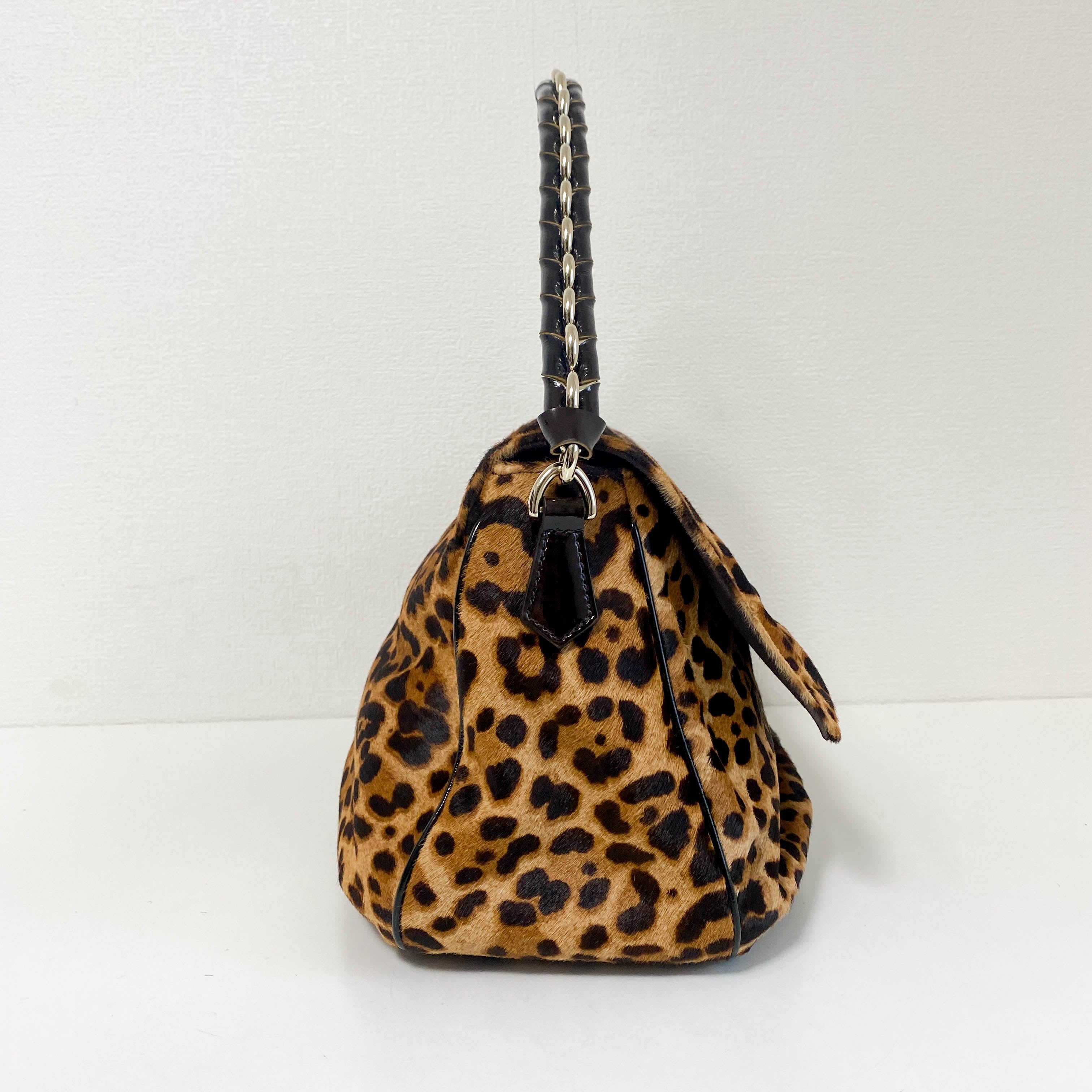 Large Baguette Leopard Pony Hair Shoulder Bag