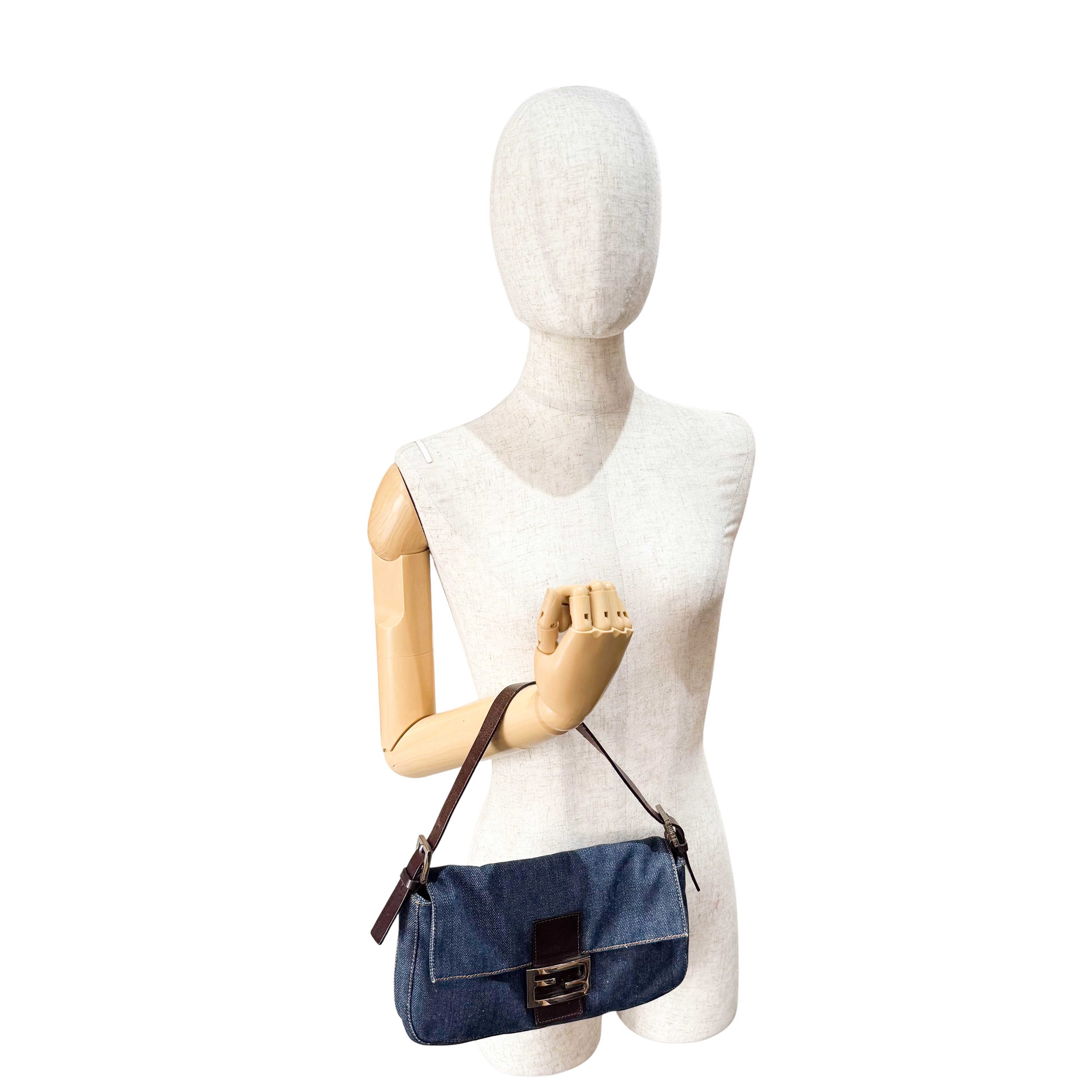 Baguette Blue Denim Shoulder Bag