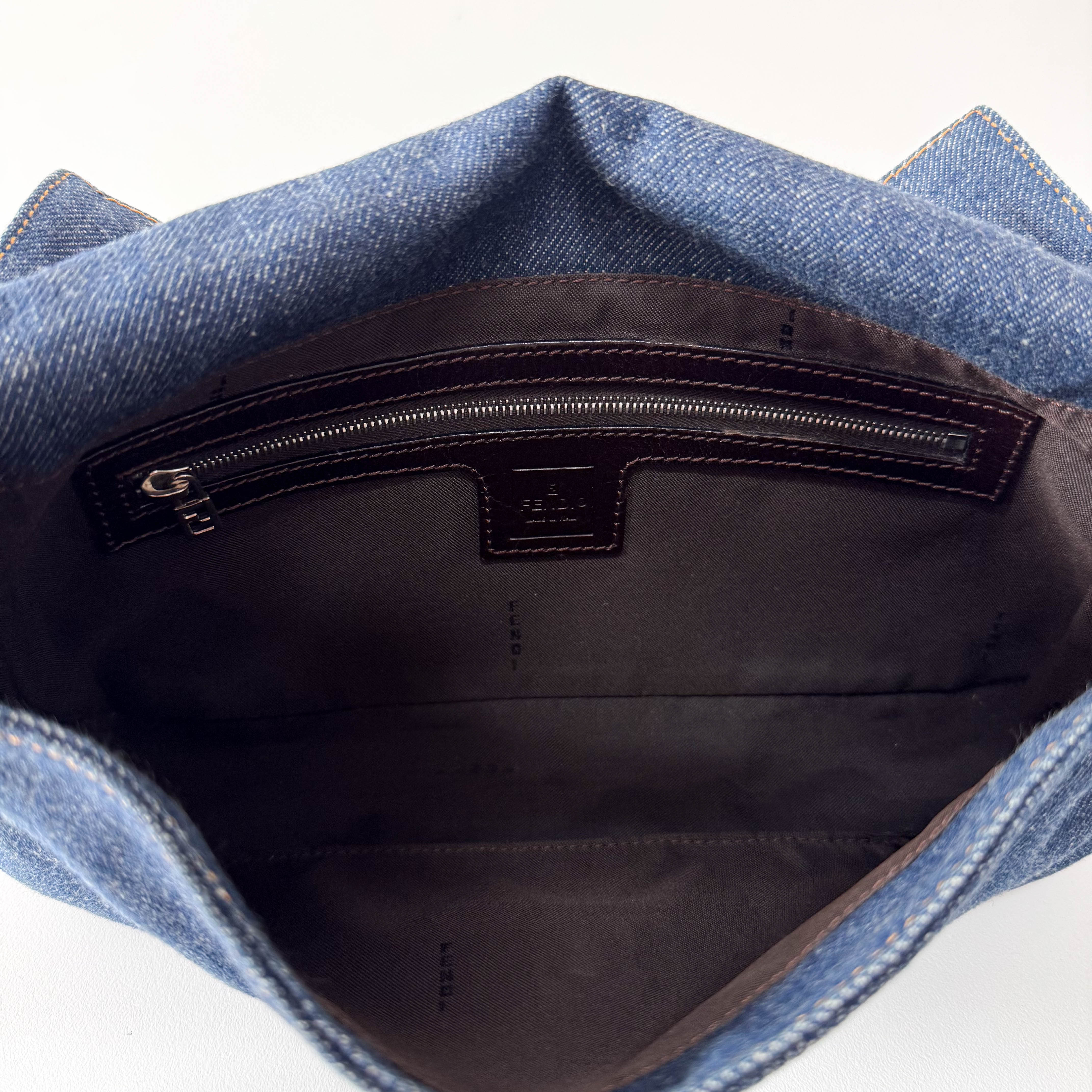 Baguette Blue Denim Shoulder Bag