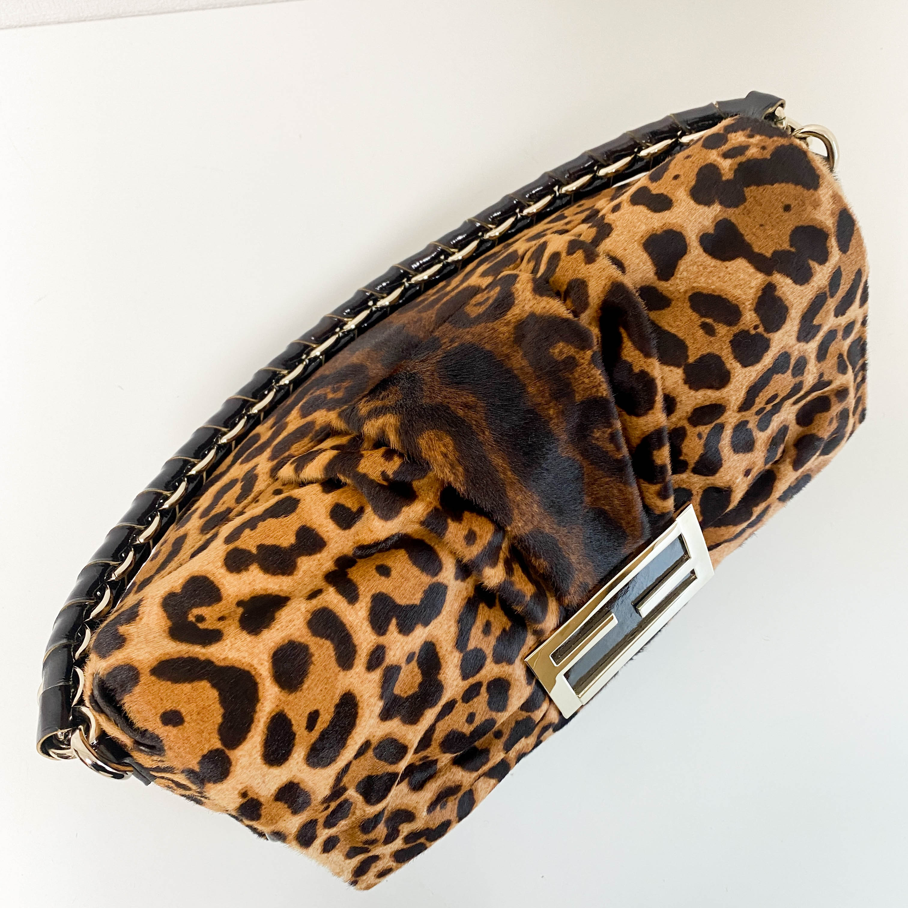 Large Baguette Leopard Pony Hair Shoulder Bag
