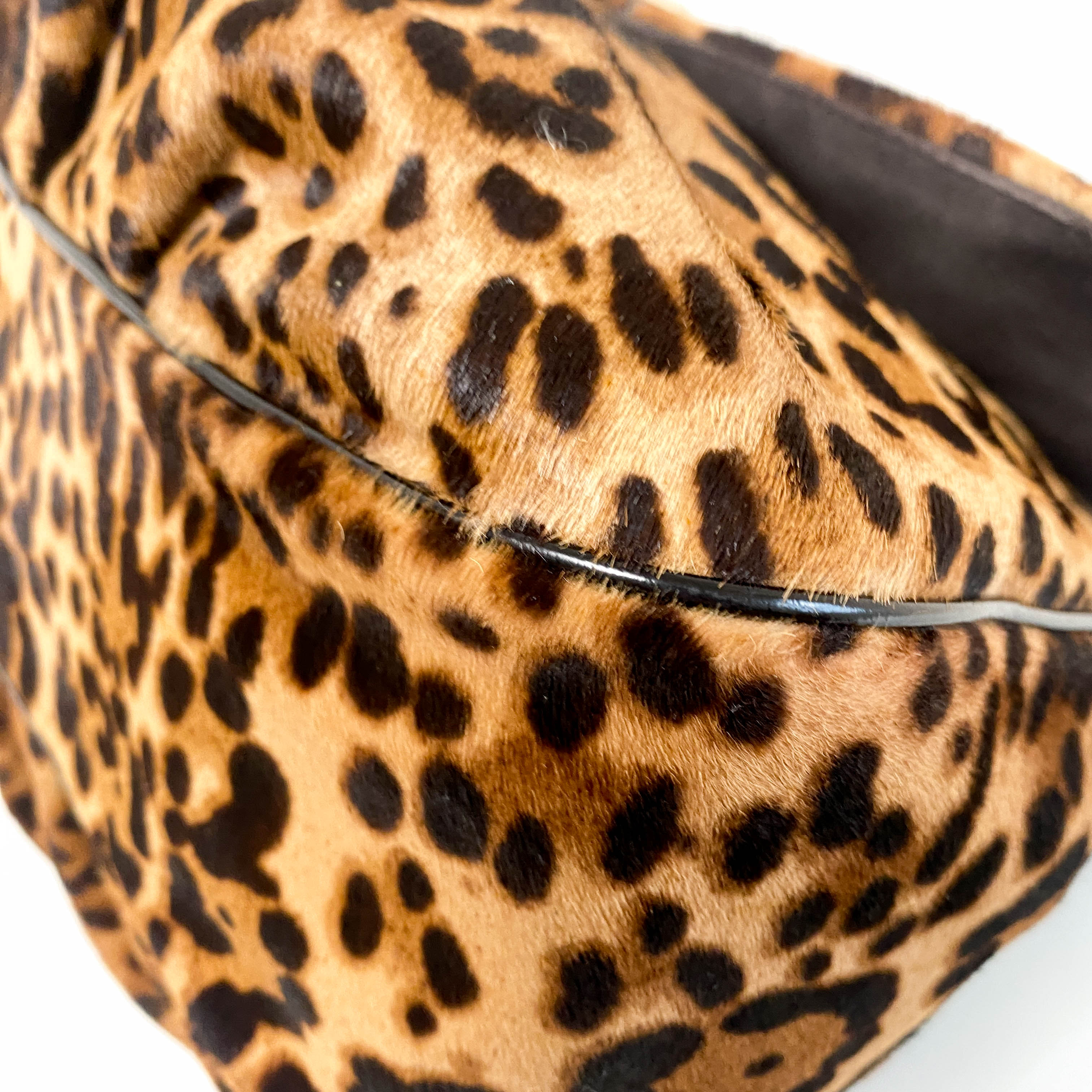 Large Baguette Leopard Pony Hair Shoulder Bag