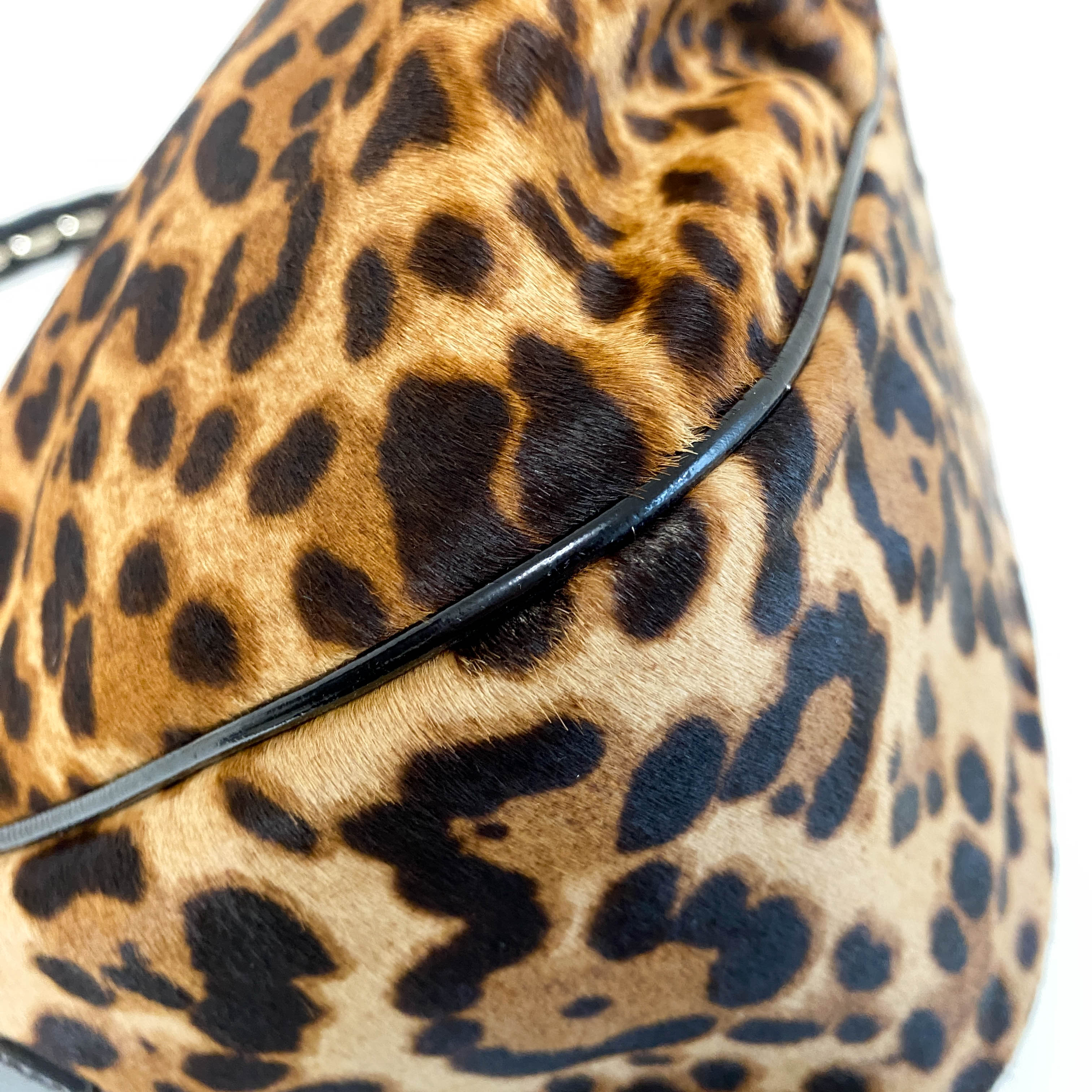 Large Baguette Leopard Pony Hair Shoulder Bag