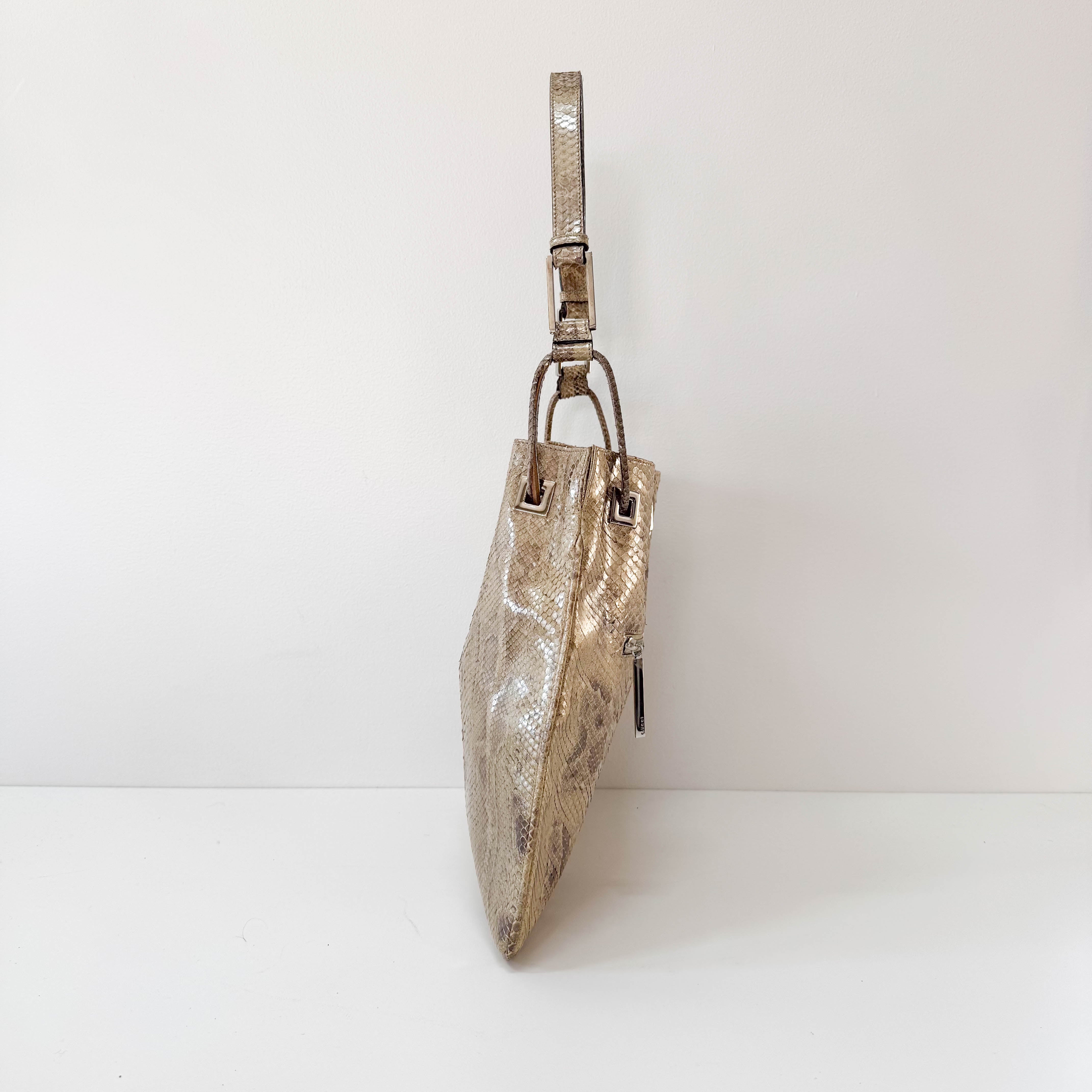 Metallic Leather Drawstring Bag