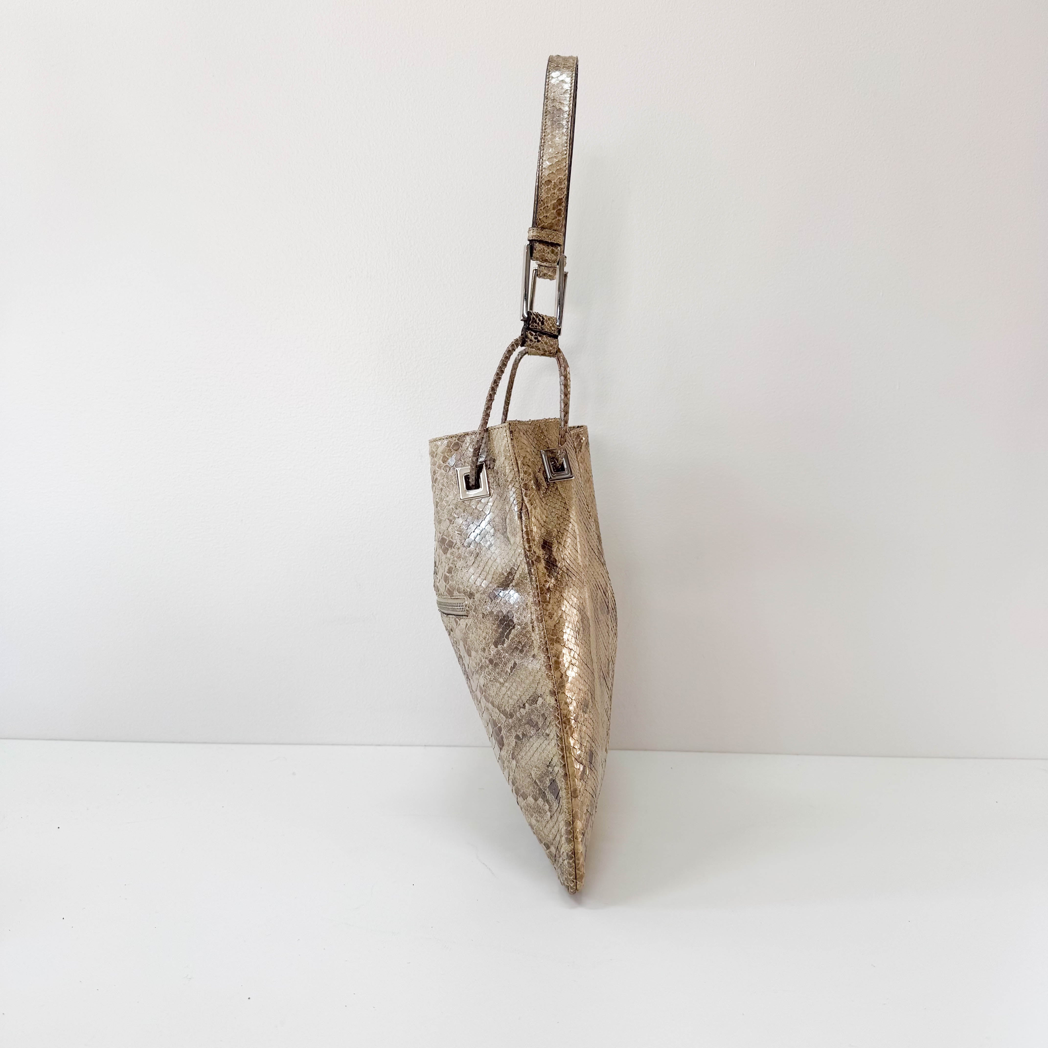 Metallic Leather Drawstring Bag