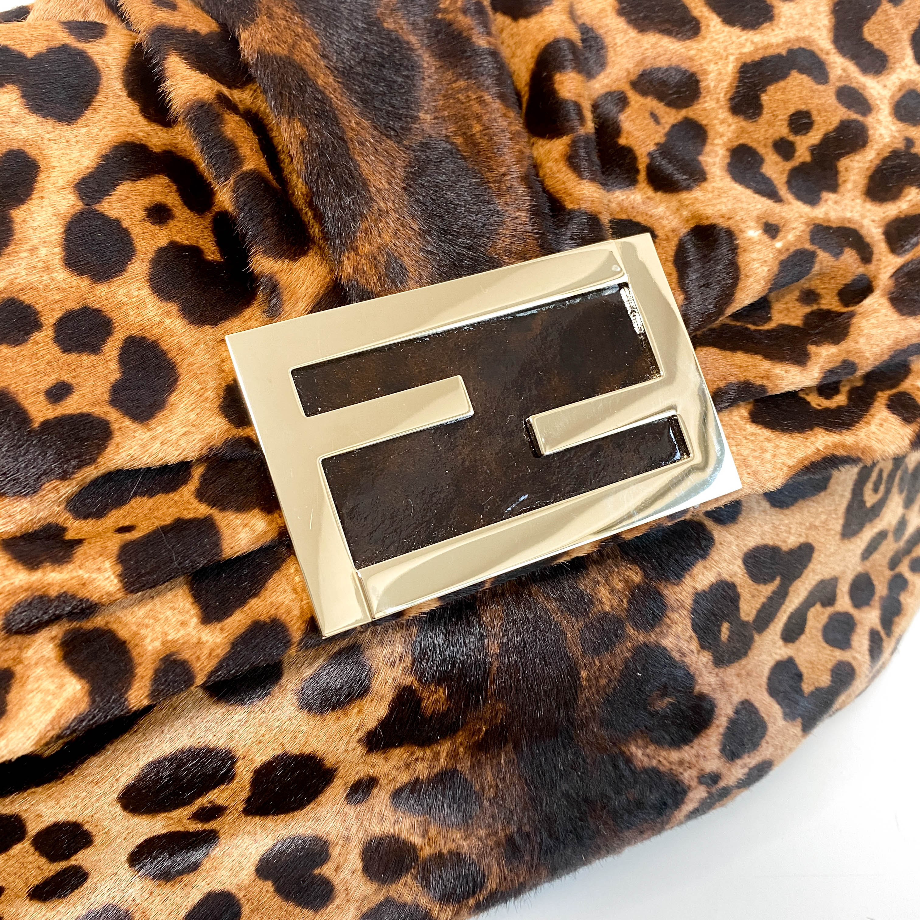 Large Baguette Leopard Pony Hair Shoulder Bag