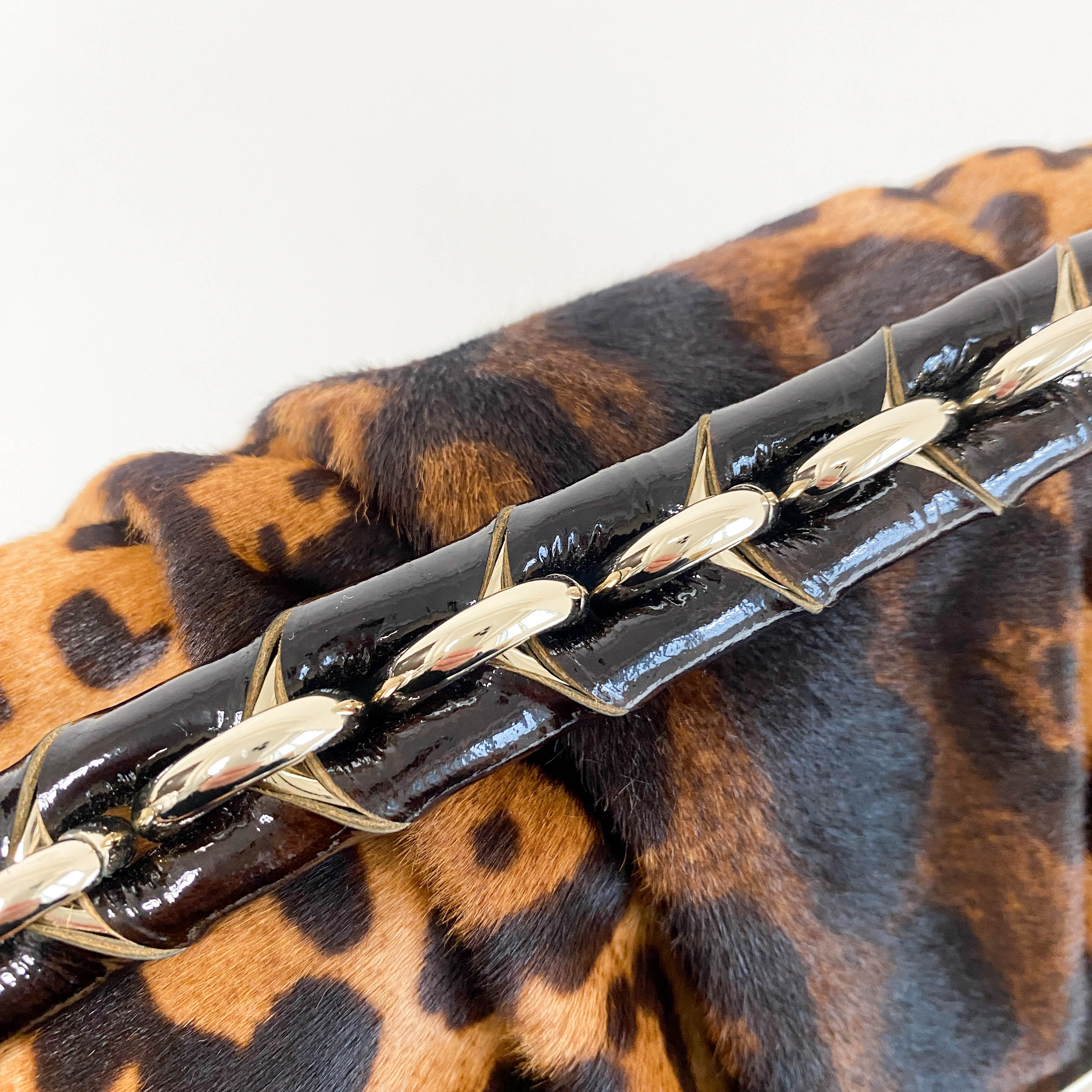 Large Baguette Leopard Pony Hair Shoulder Bag