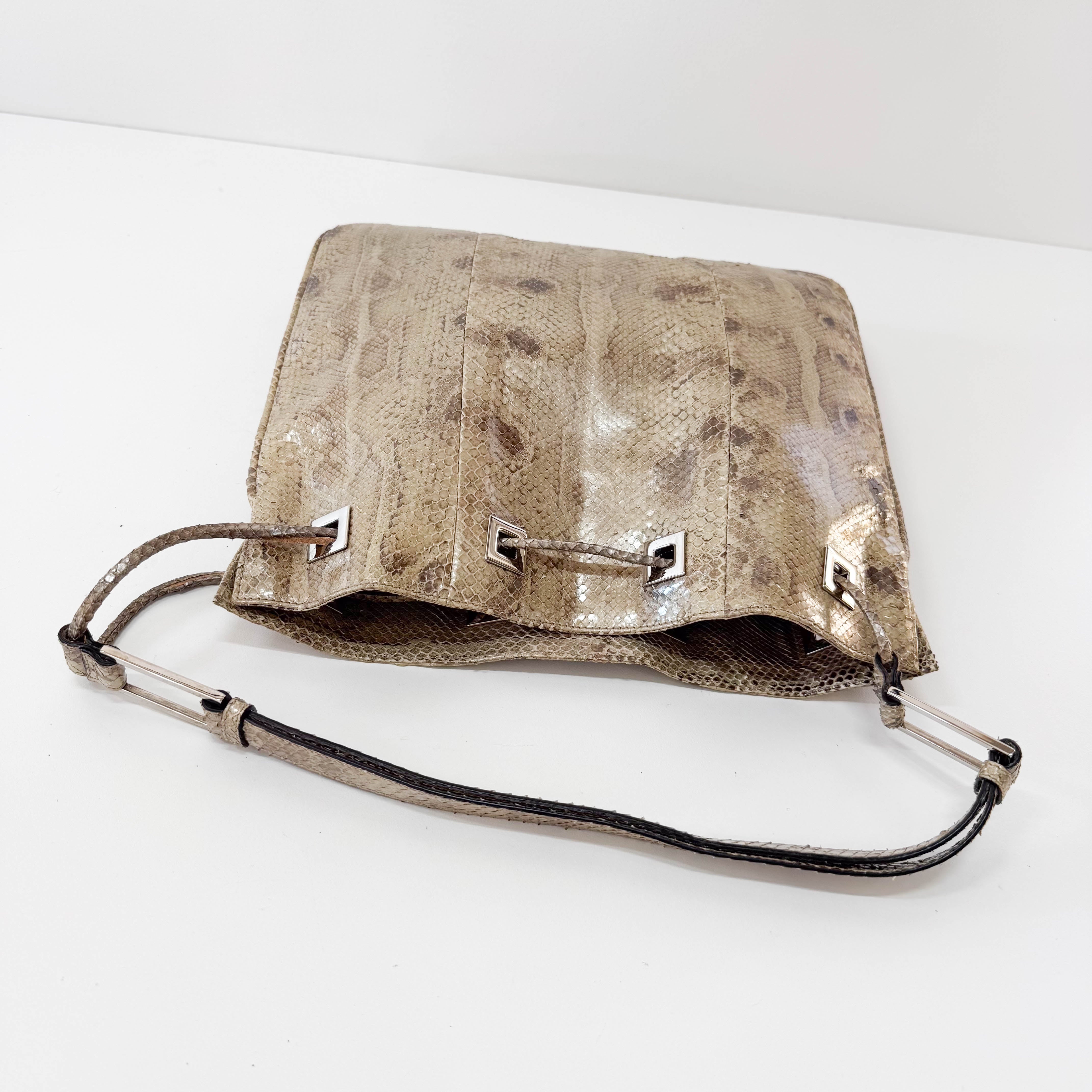 Metallic Leather Drawstring Bag