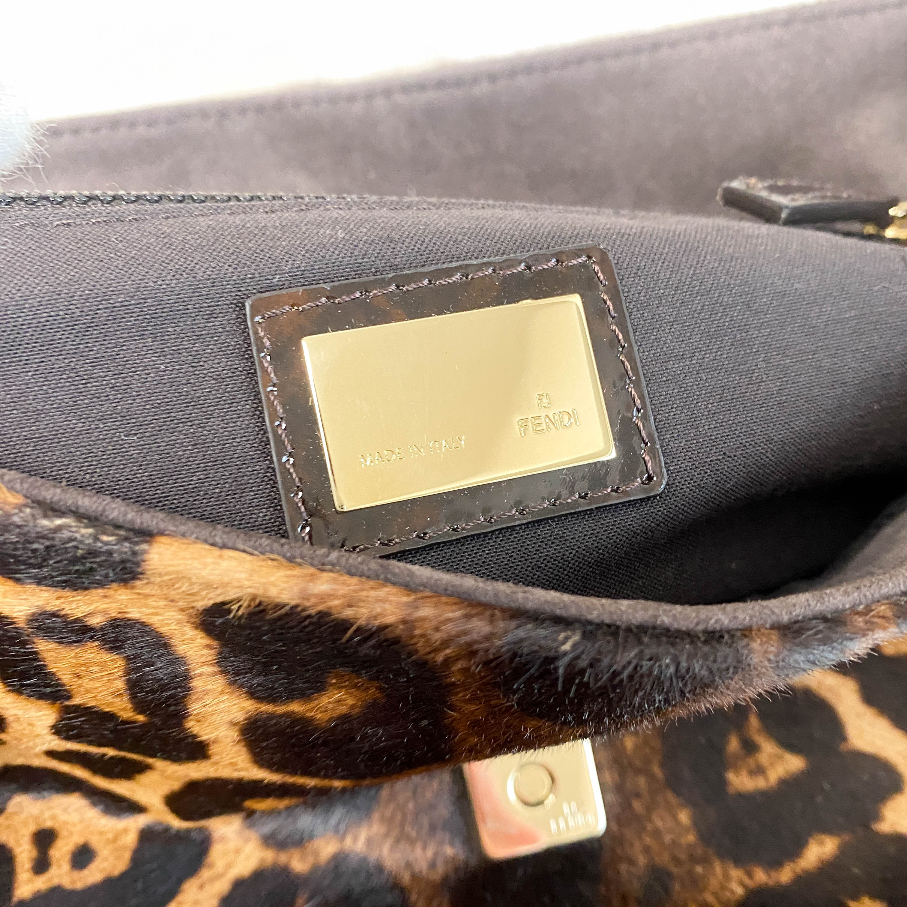 Large Baguette Leopard Pony Hair Shoulder Bag