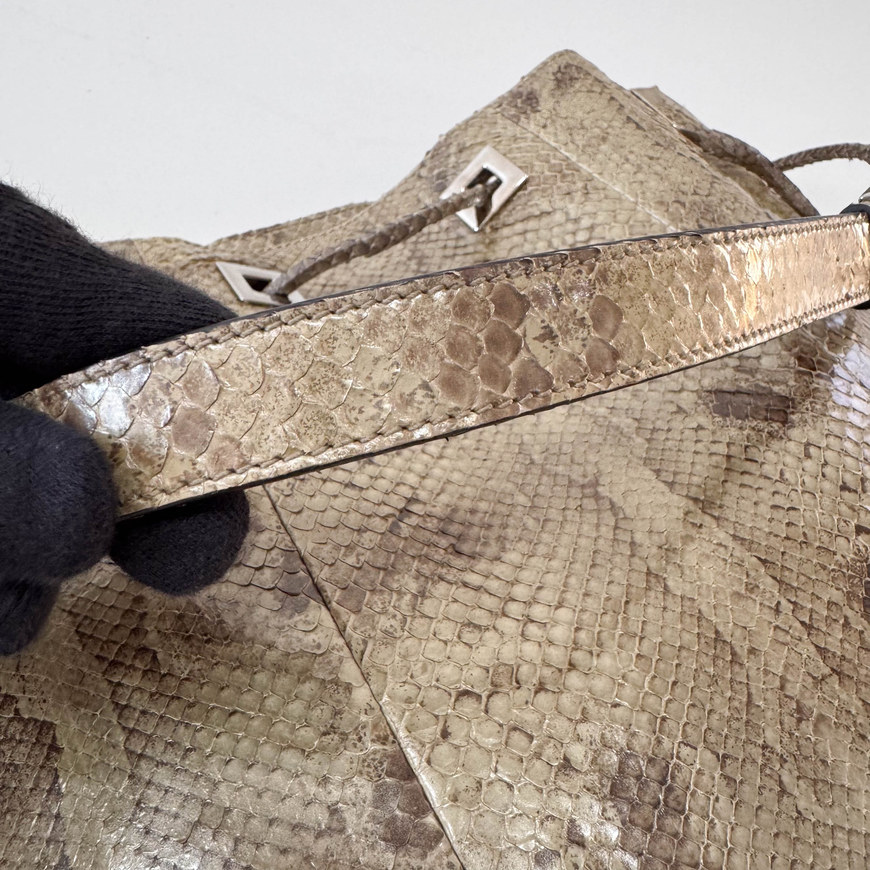 Metallic Leather Drawstring Bag