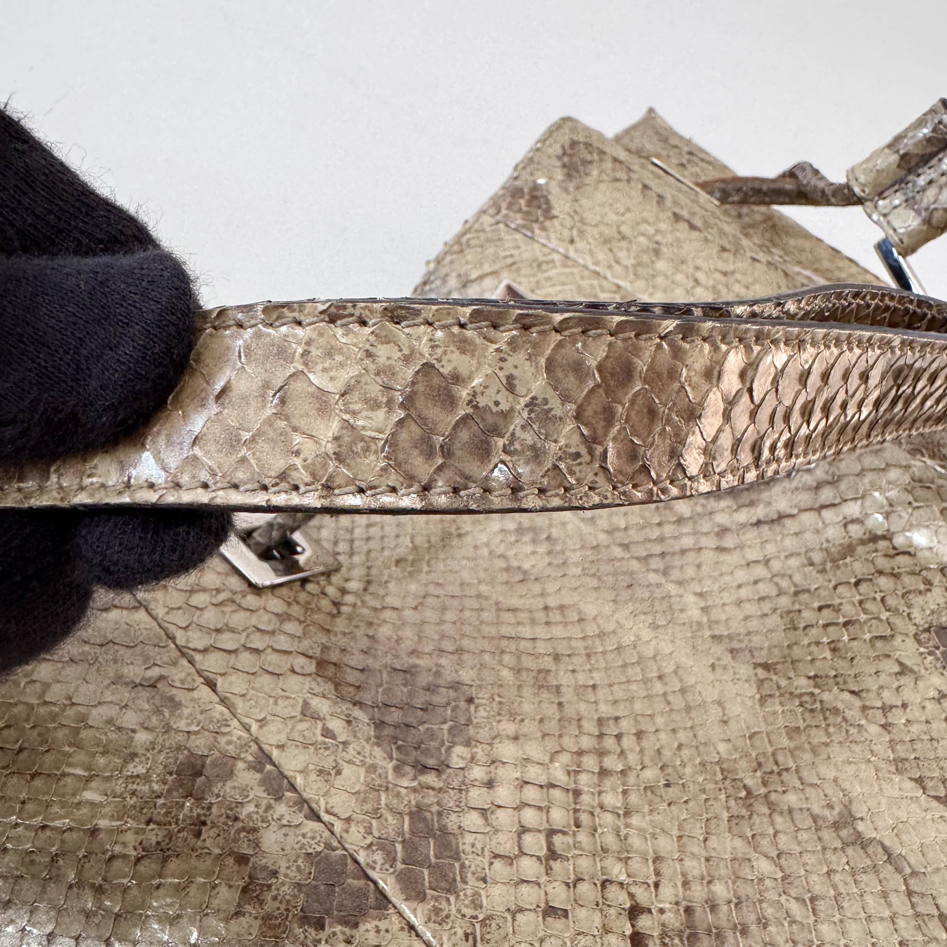 Metallic Leather Drawstring Bag