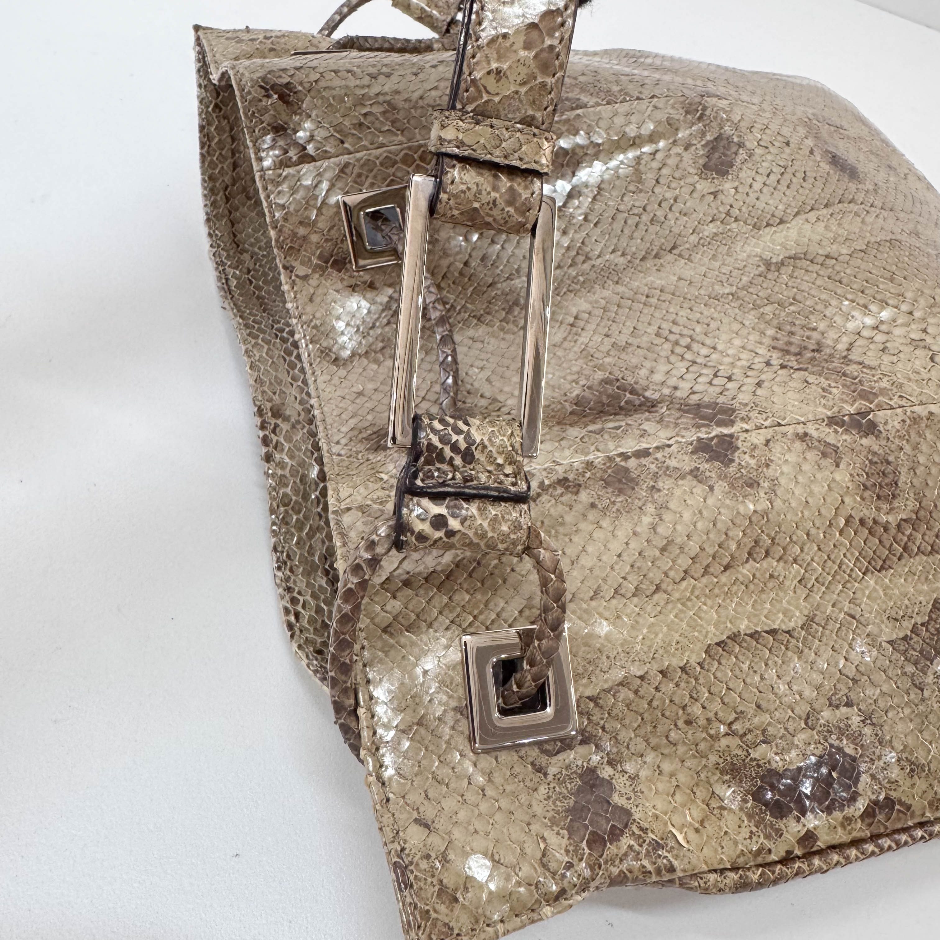 Metallic Leather Drawstring Bag