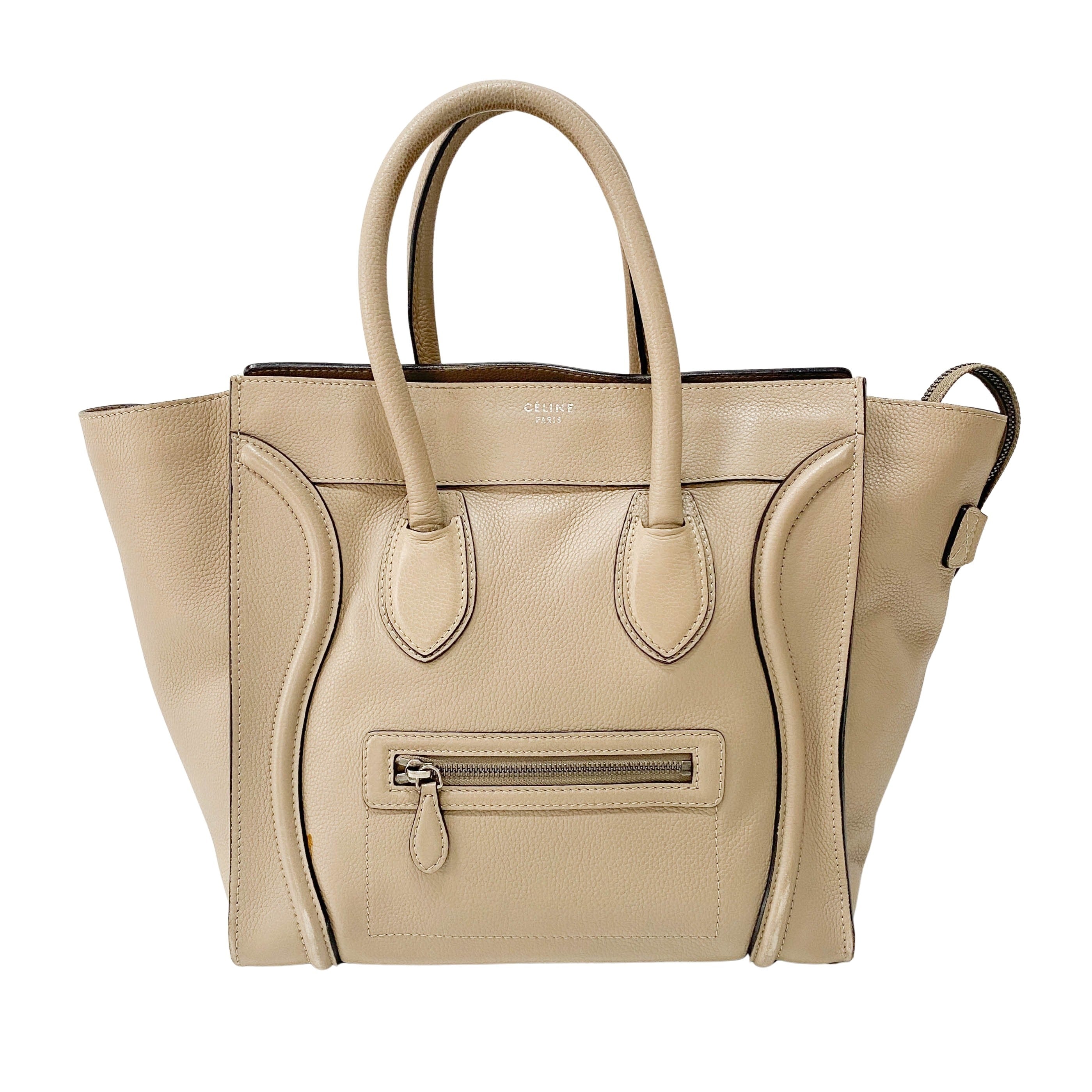 Mini Luggage Grey Leather Tote Bag