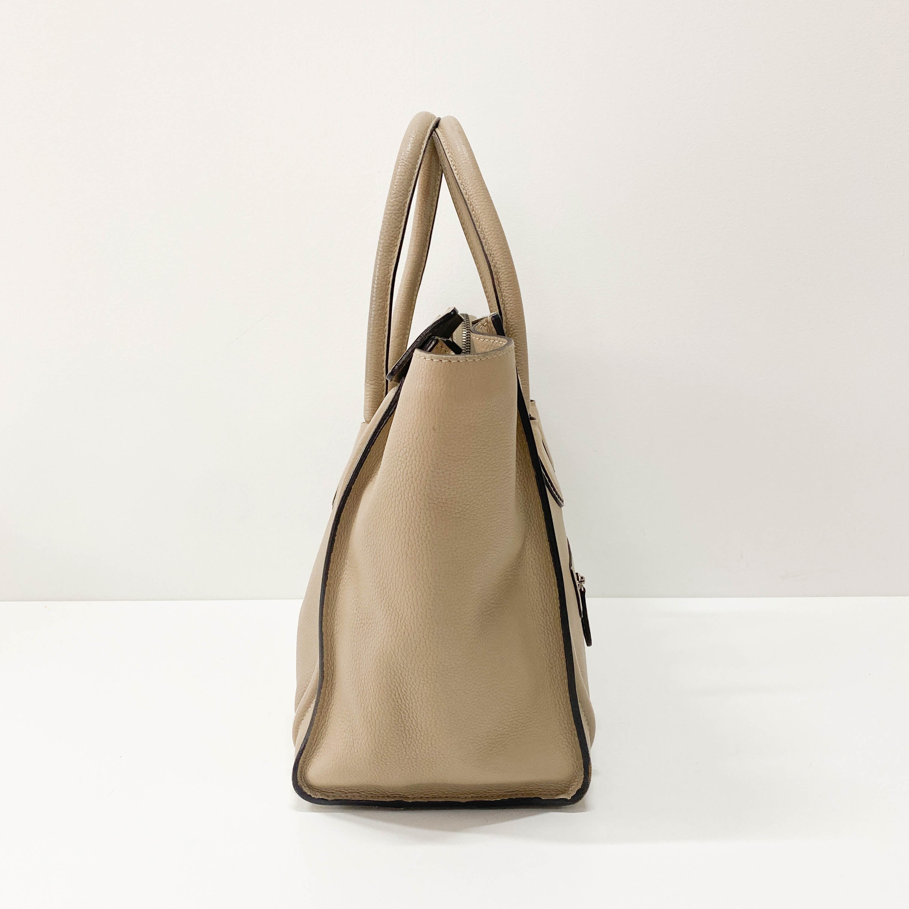 Mini Luggage Grey Leather Tote Bag