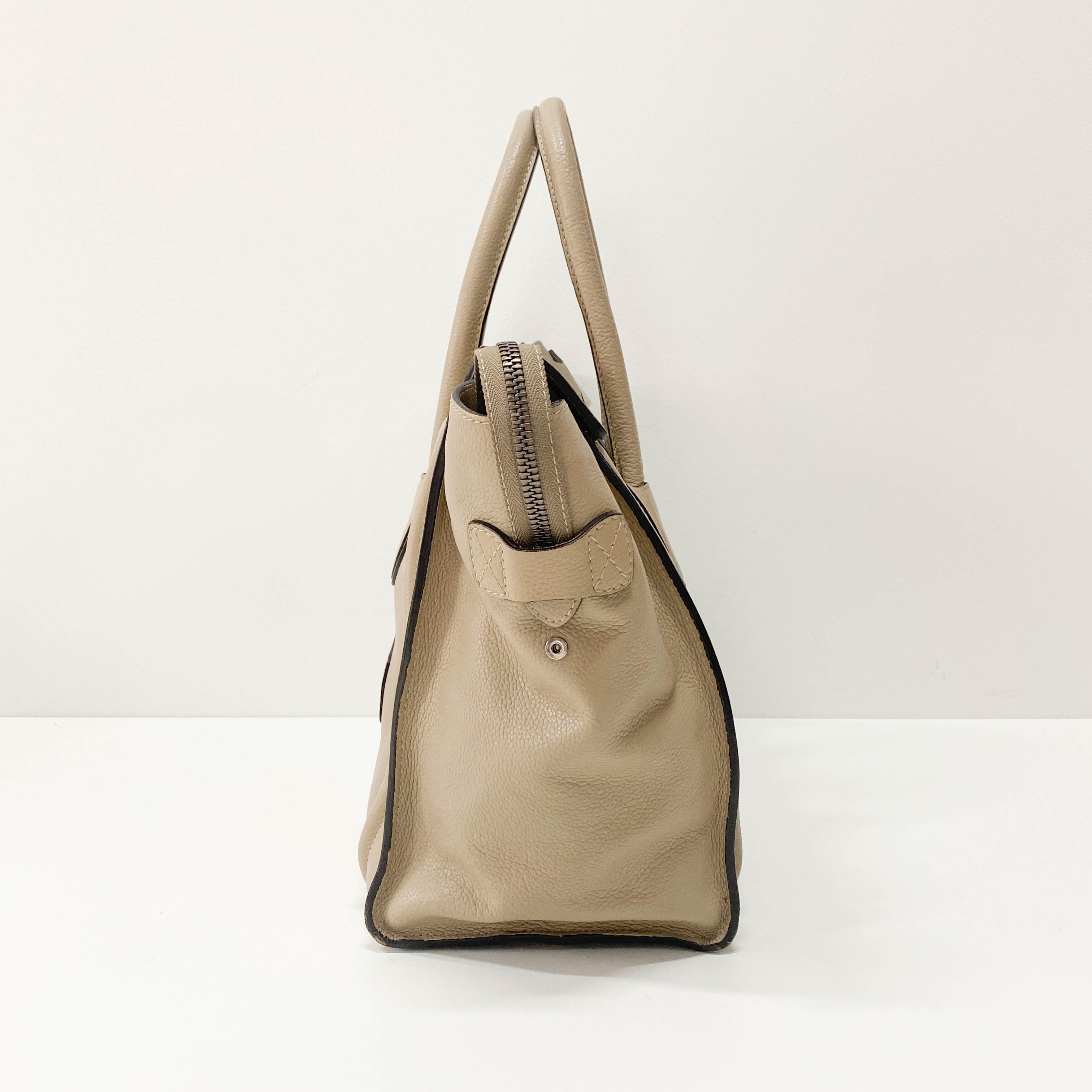 Mini Luggage Grey Leather Tote Bag