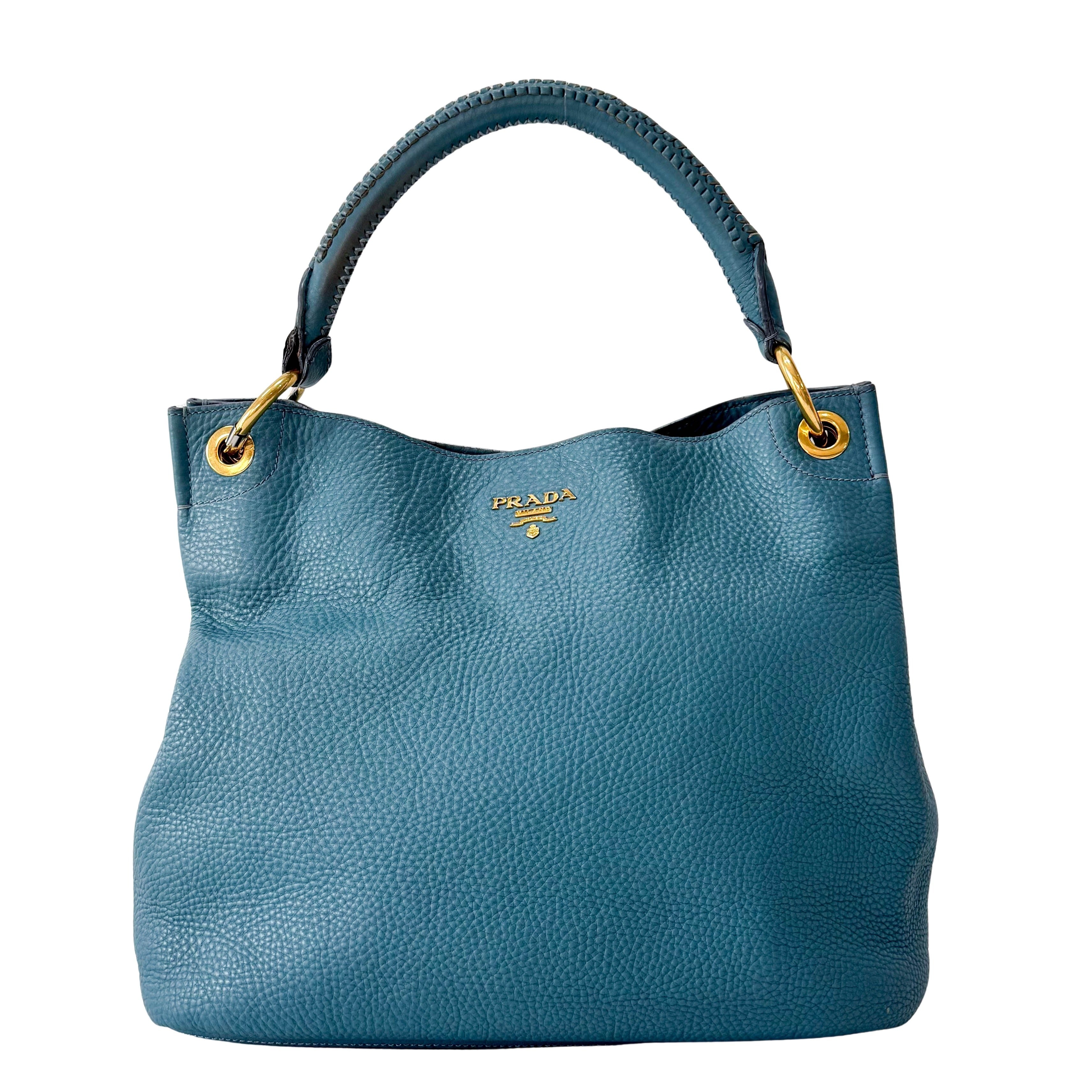 Sky Blue Vitello Daino Tote Bag