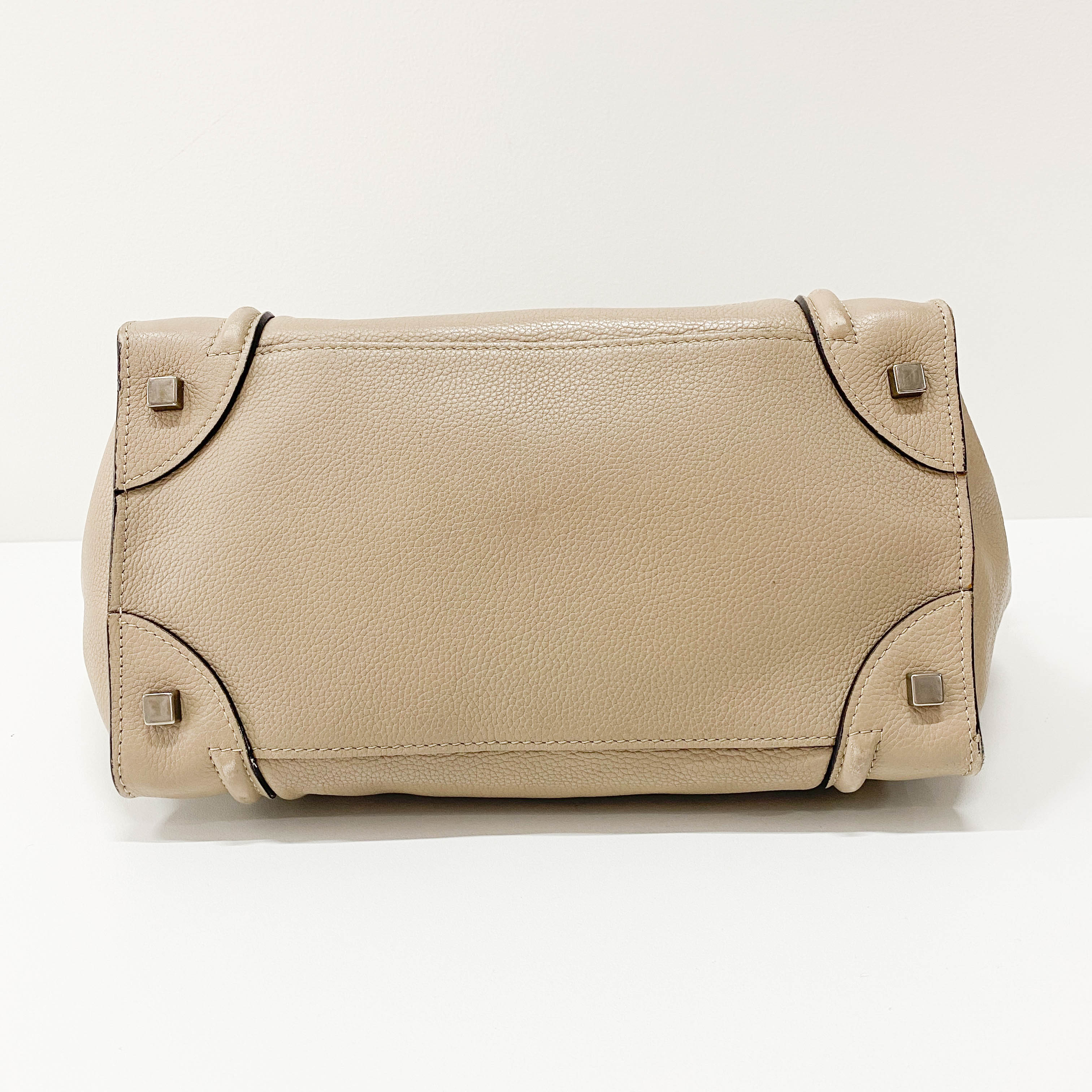 Mini Luggage Grey Leather Tote Bag