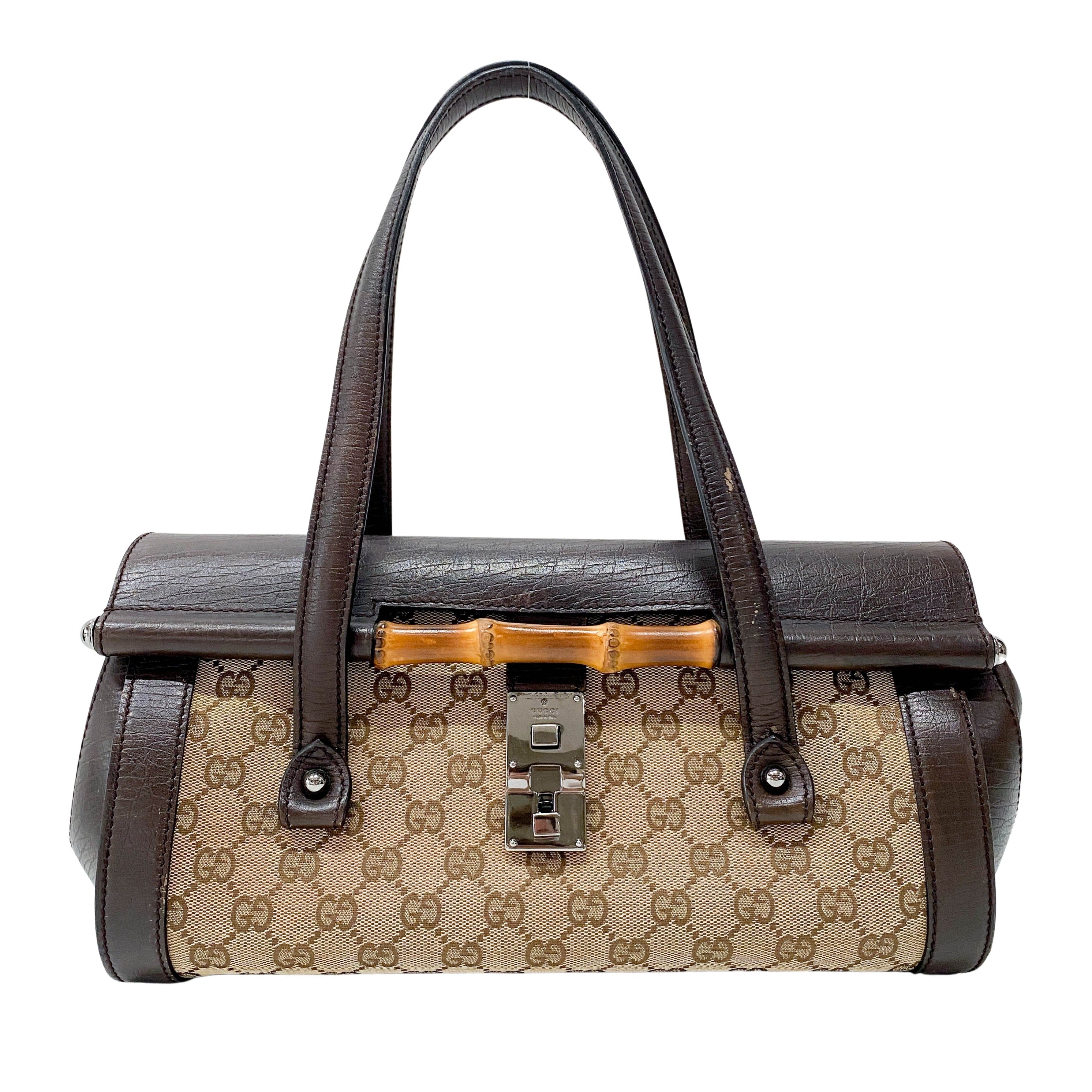 Bamboo Bullet Brown Leather Shoulder Bag